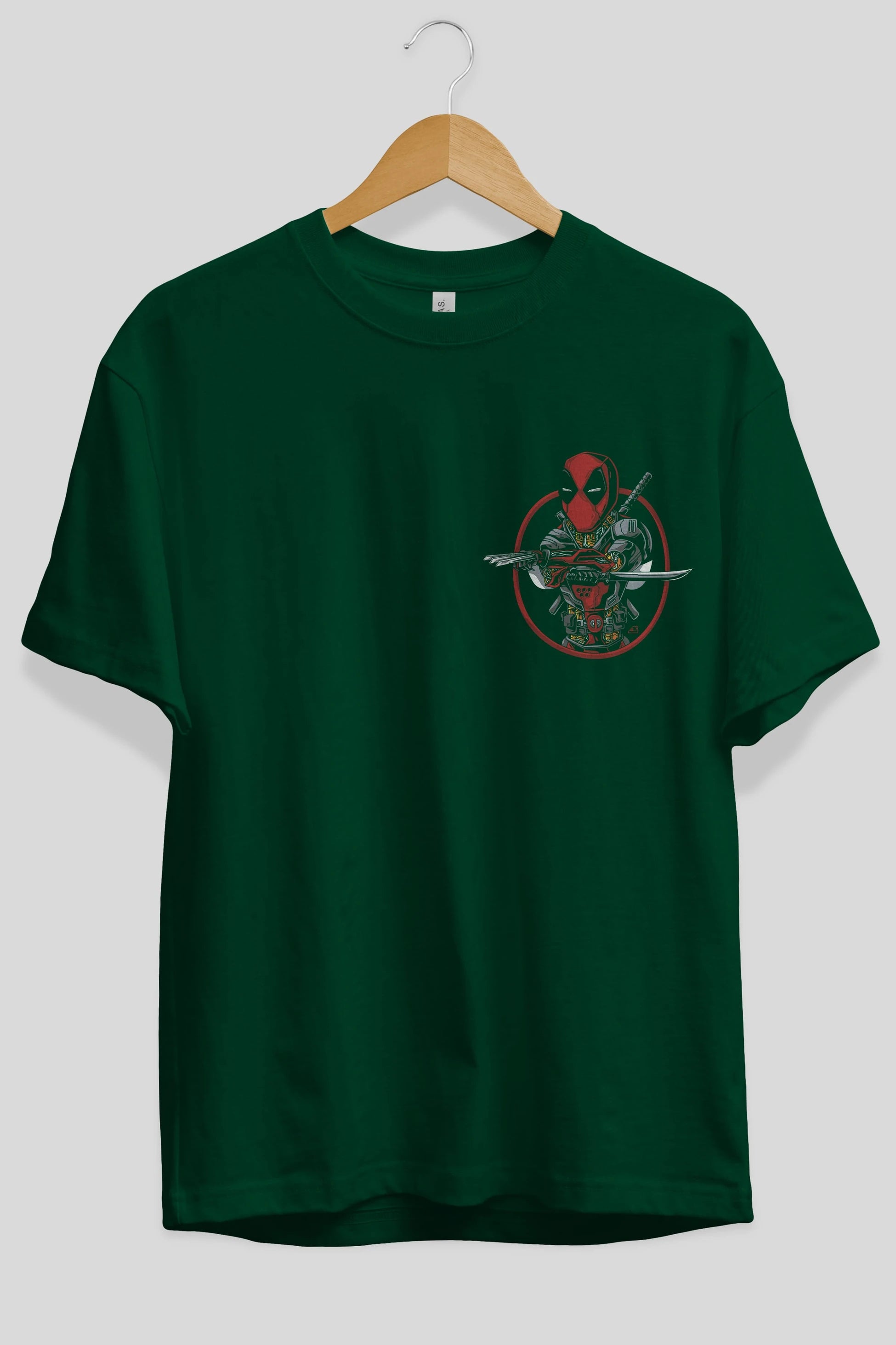Deadpool (5) Ön Sol Baskılı Oversize t-shirt Erkek Kadın Unisex %100 Pamuk Bisiklet Yaka tişort