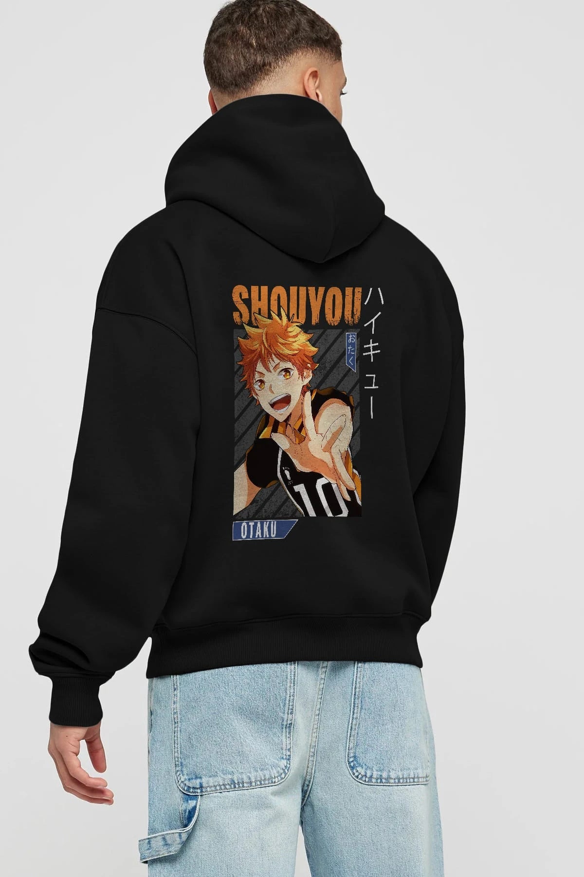 Shouyou Hinata 9 Anime Arka Baskılı Hoodie Oversize Kapüşonlu Sweatshirt Erkek Kadın Unisex