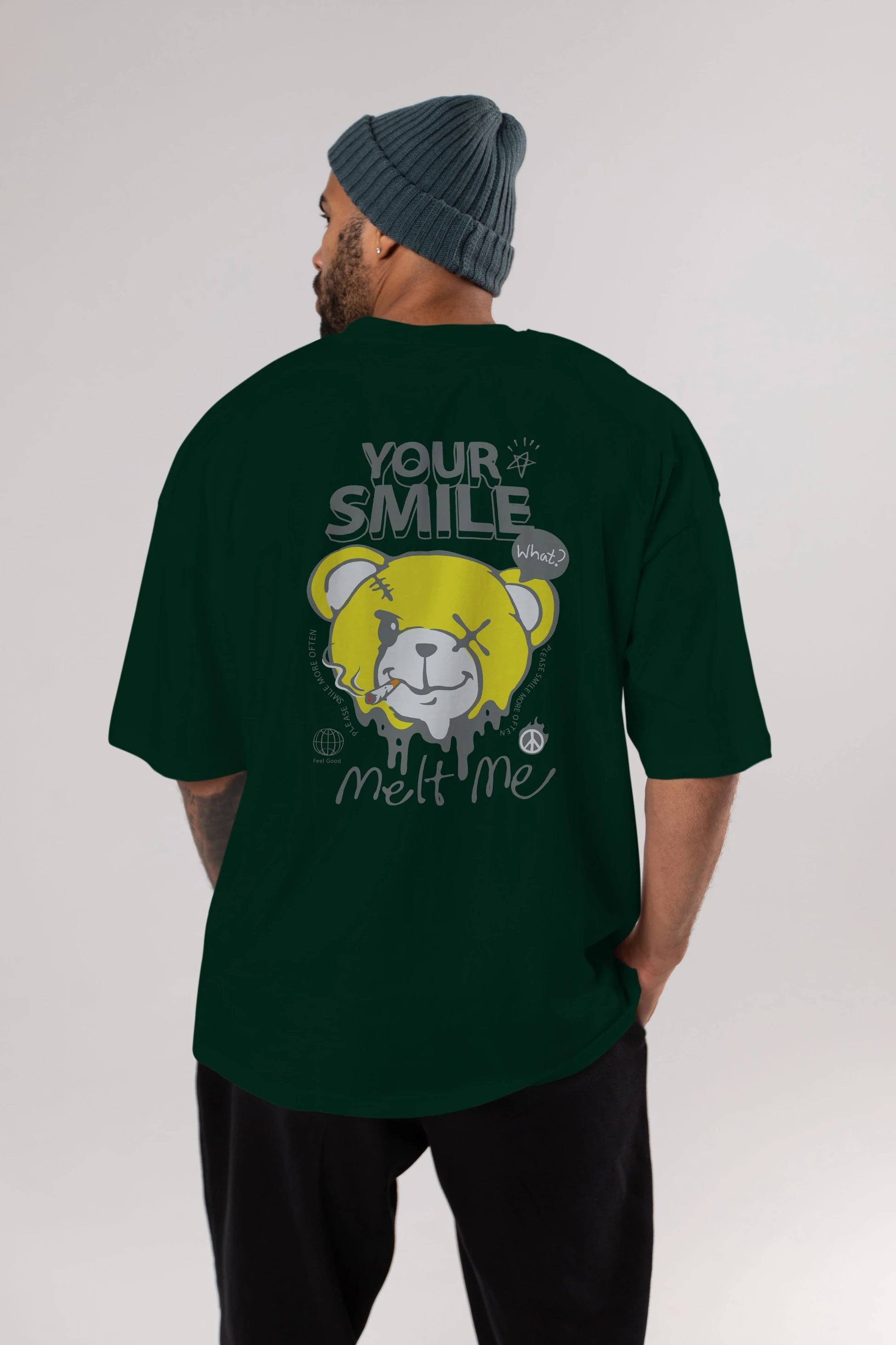 Your Smile Bear Arka Baskılı Oversize t-shirt Erkek Kadın Unisex