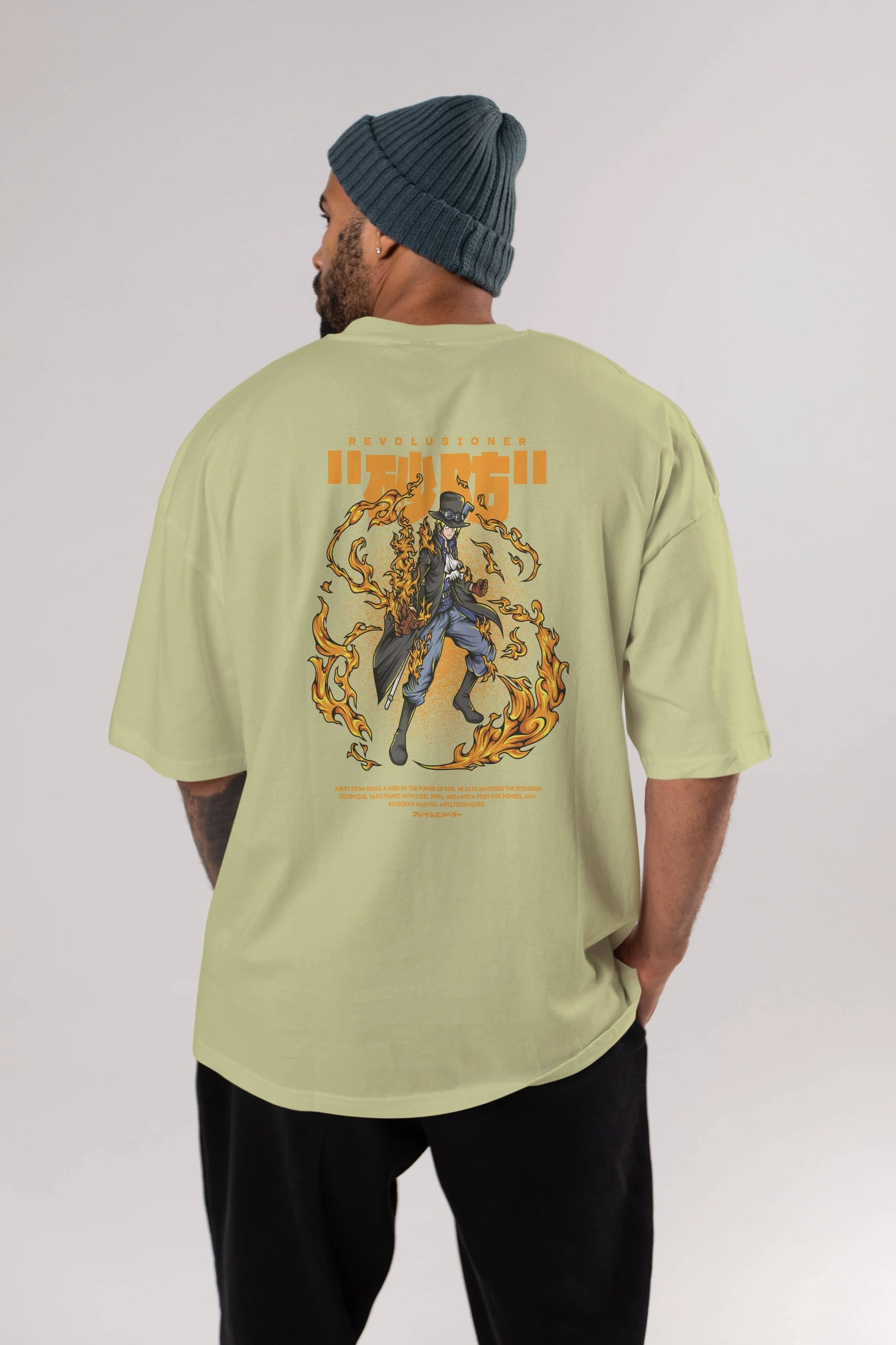 Revolusioner Sabo Anime Arka Baskılı Oversize t-shirt Erkek Kadın Unisex