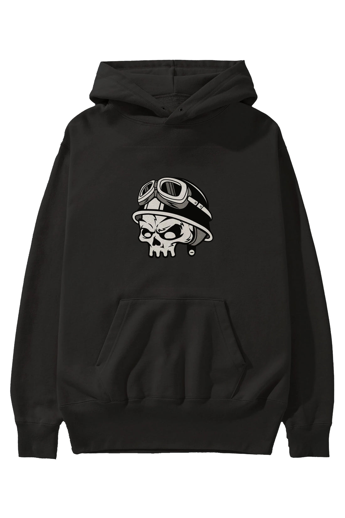Biker Helmet Ön Baskılı Hoodie Oversize Kapüşonlu Sweatshirt Erkek Kadın Unisex