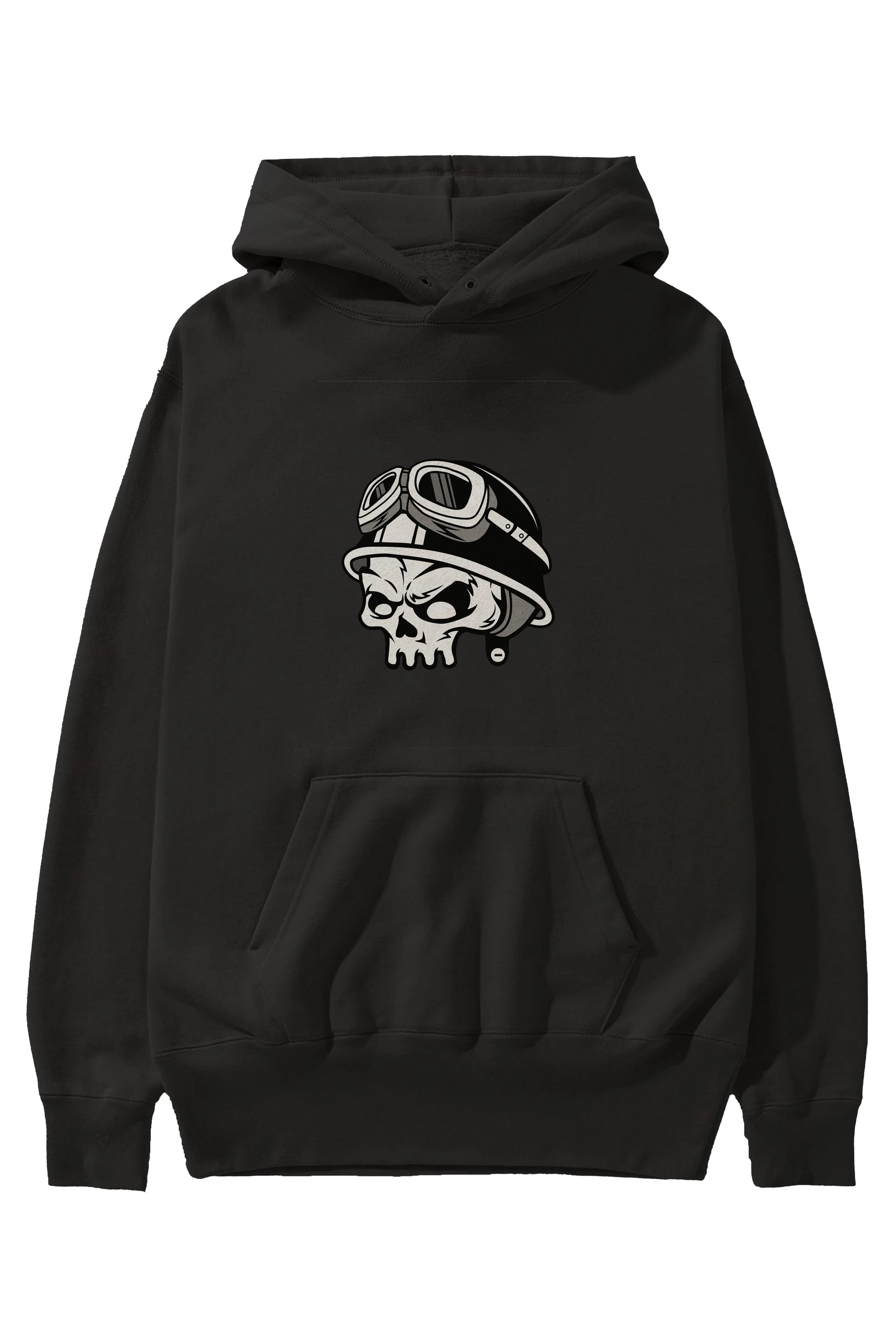 Biker Helmet Ön Baskılı Hoodie Oversize Kapüşonlu Sweatshirt Erkek Kadın Unisex