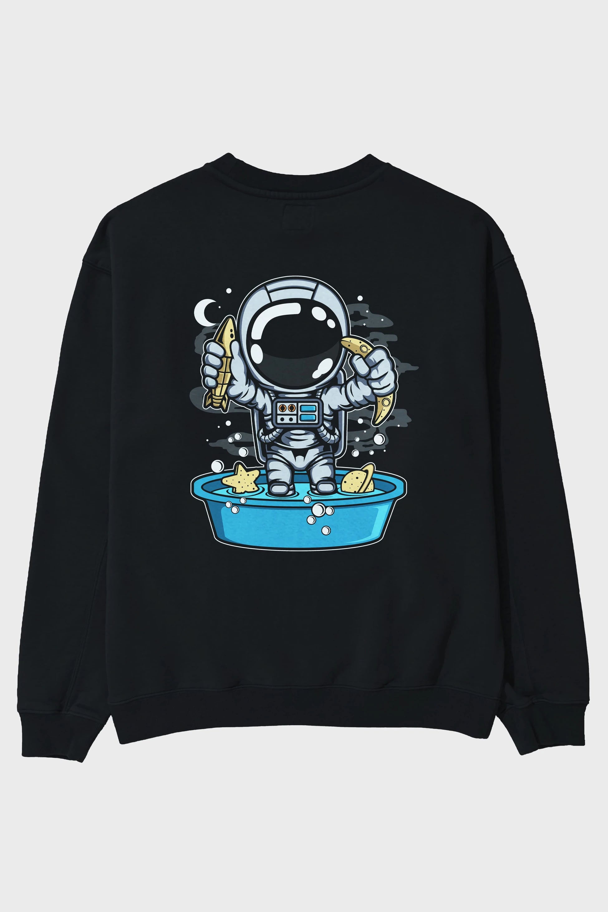 Astronaut Bath Tub Arka Baskılı Oversize Sweatshirt Erkek Kadın Unisex