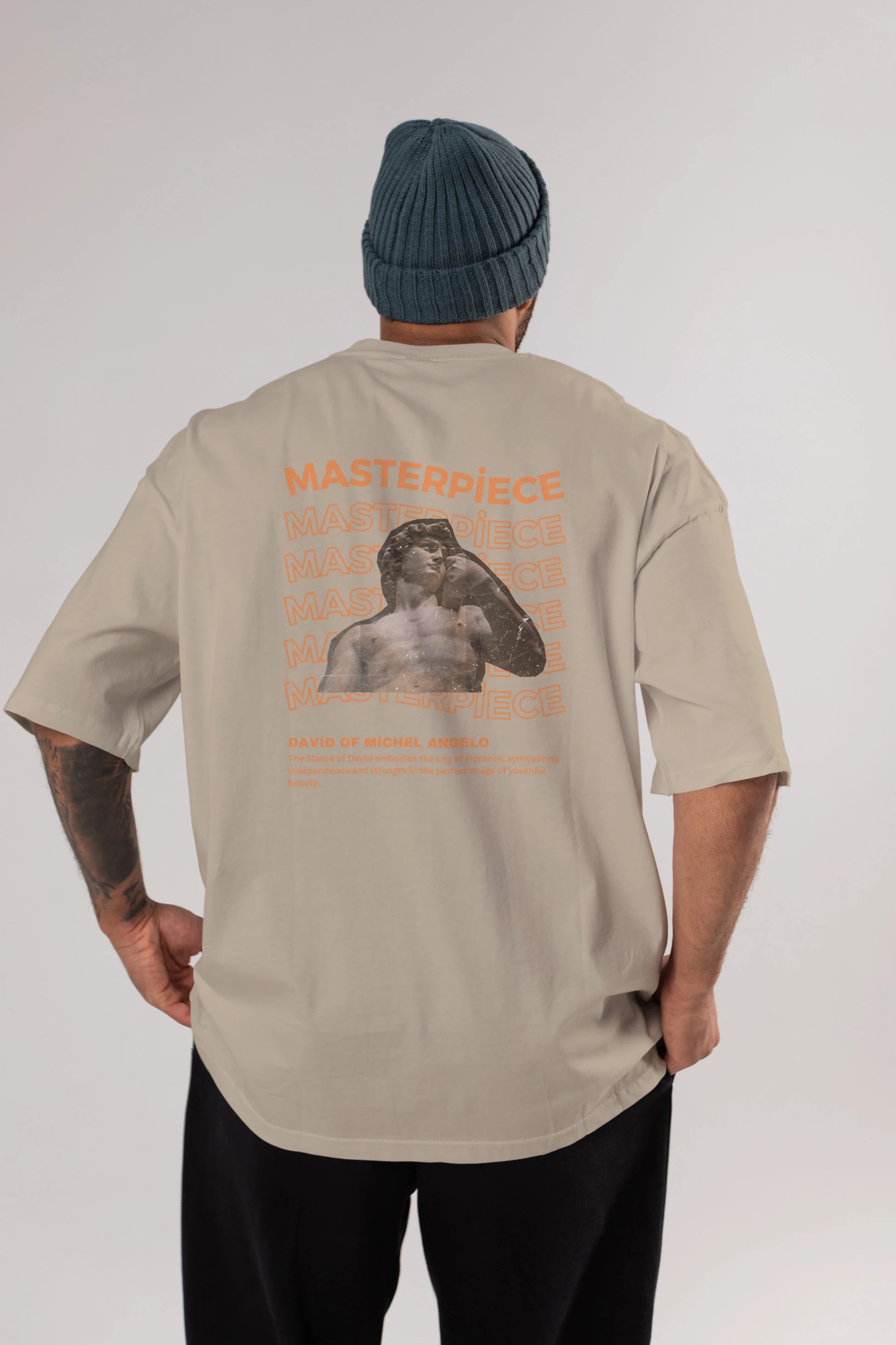 Masterpiece Yazılı Arka Baskılı Oversize t-shirt Erkek Kadın Unisex