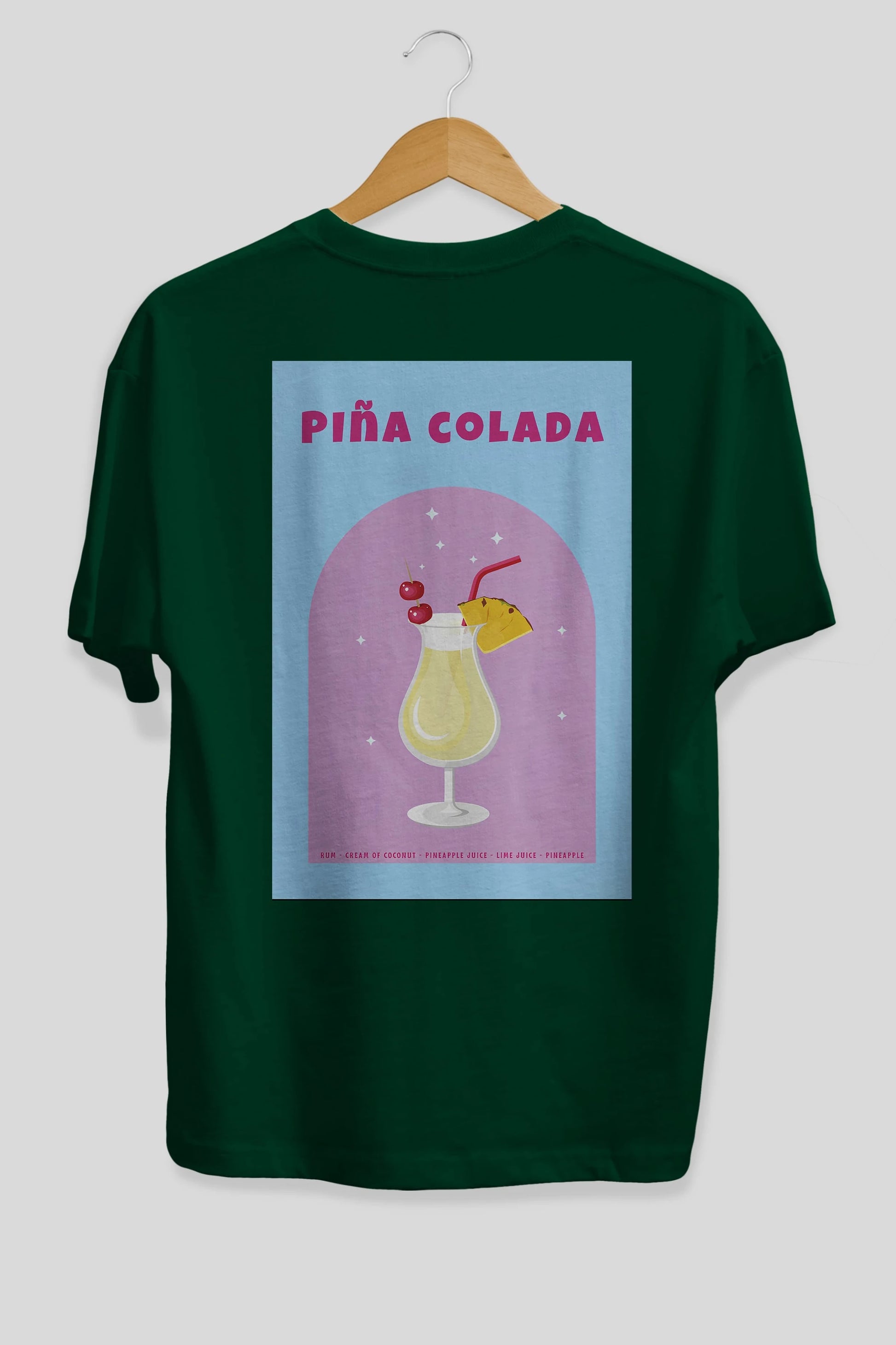 Pina Colada 2 Arka Baskılı Oversize t-shirt Erkek Kadın Unisex %100 Pamuk Bisiklet Yaka tişort