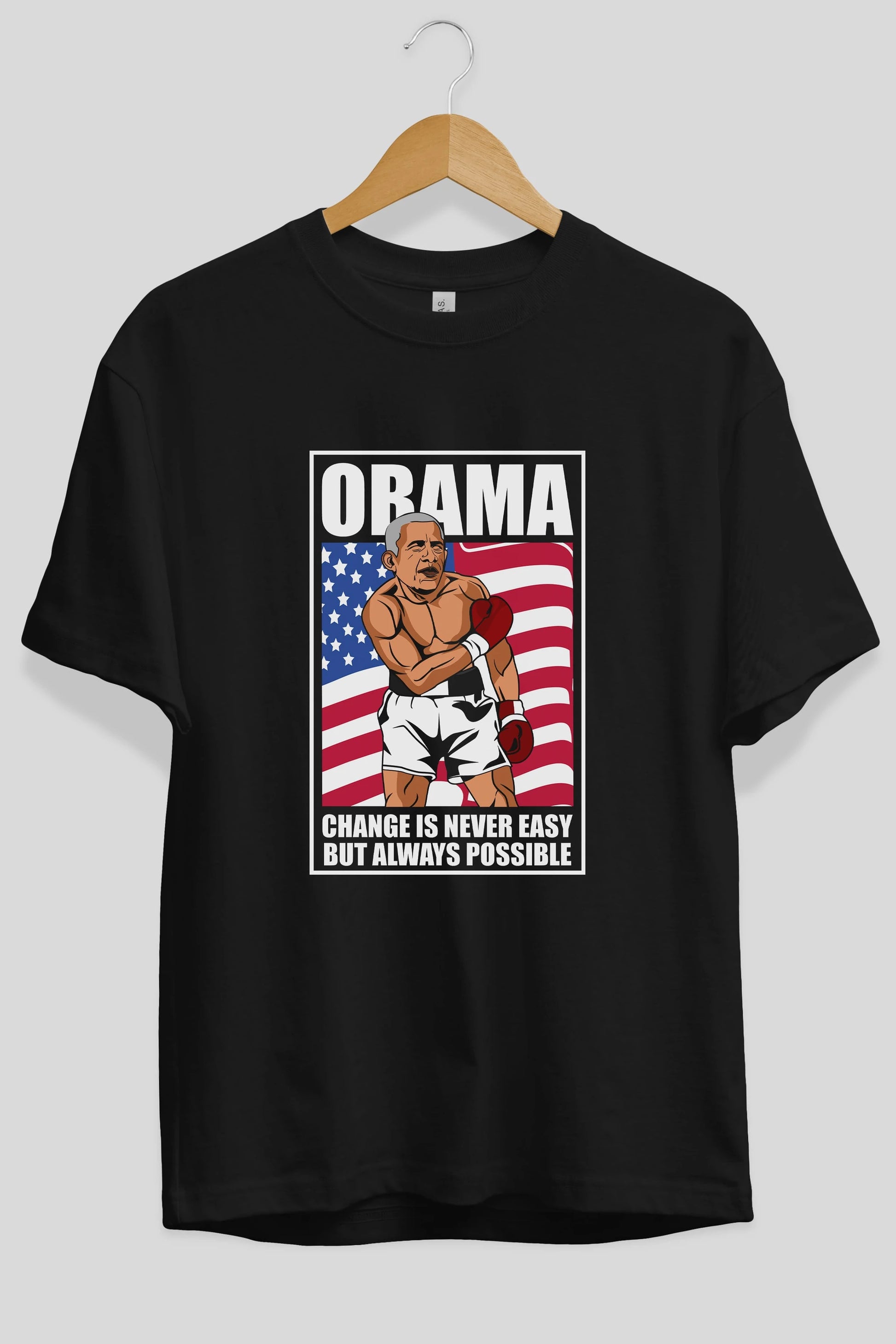 Obama Ön Baskılı Oversize t-shirt Erkek Kadın Unisex %100 Pamuk tişort