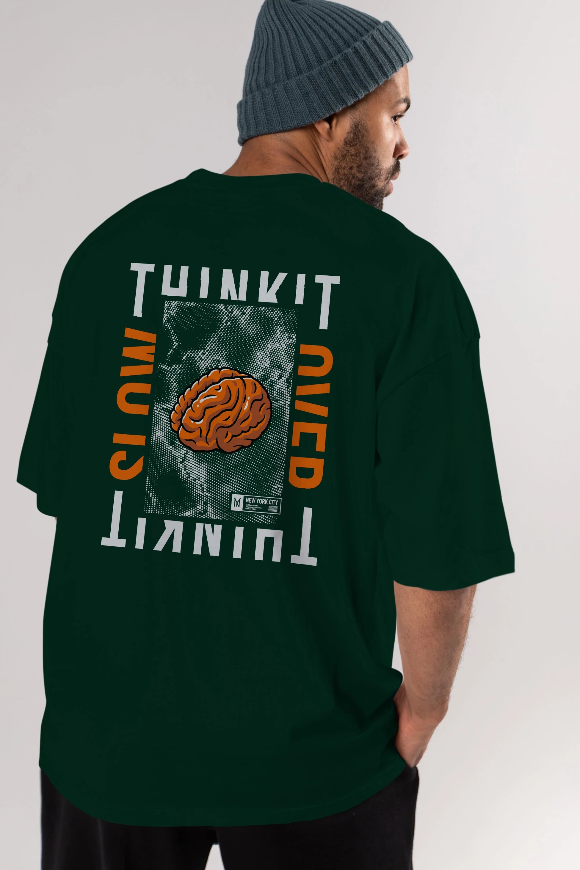 Think it Arka Baskılı Oversize t-shirt Erkek Kadın Unisex