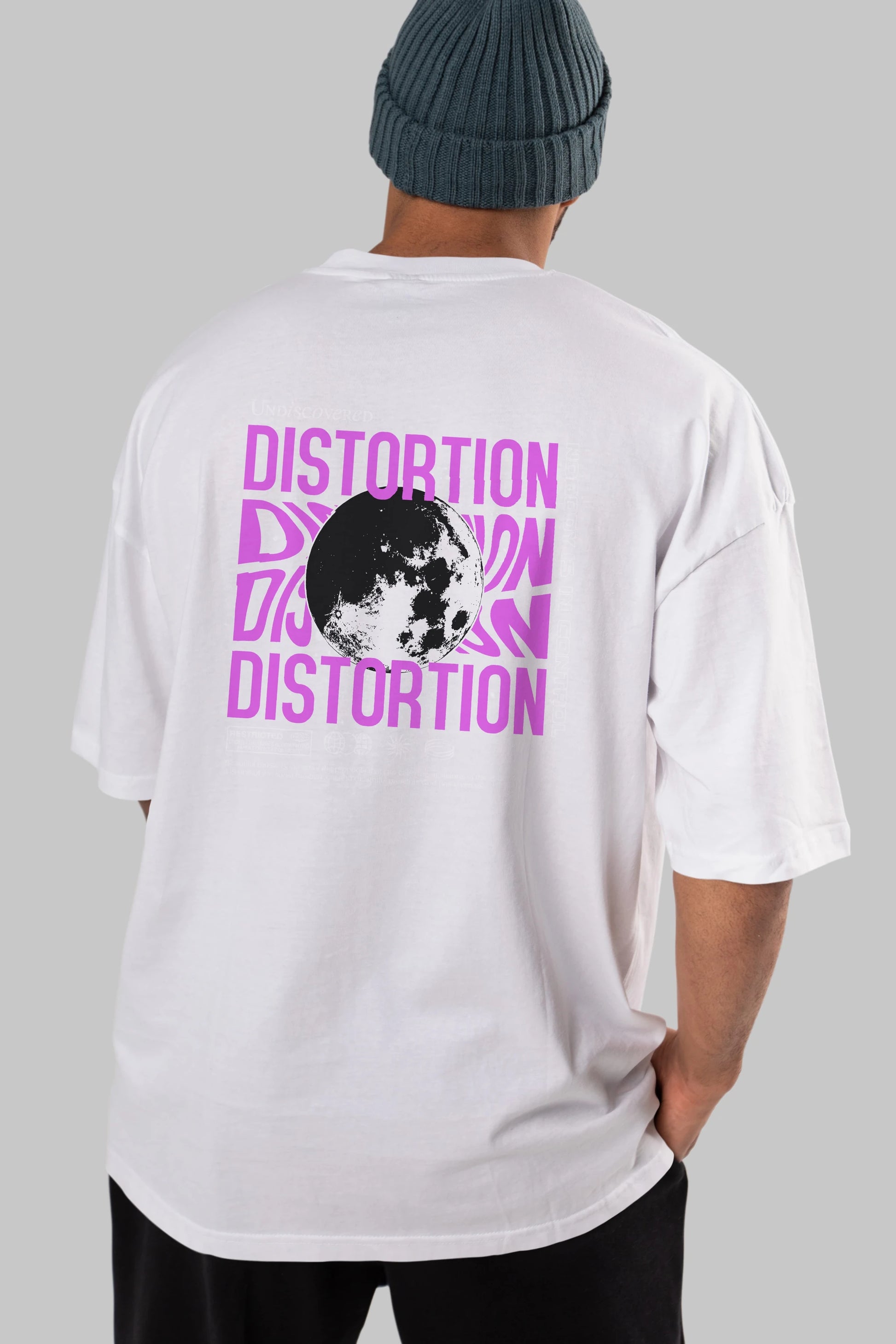 Distortion Arka Baskılı Oversize t-shirt Erkek Kadın Unisex