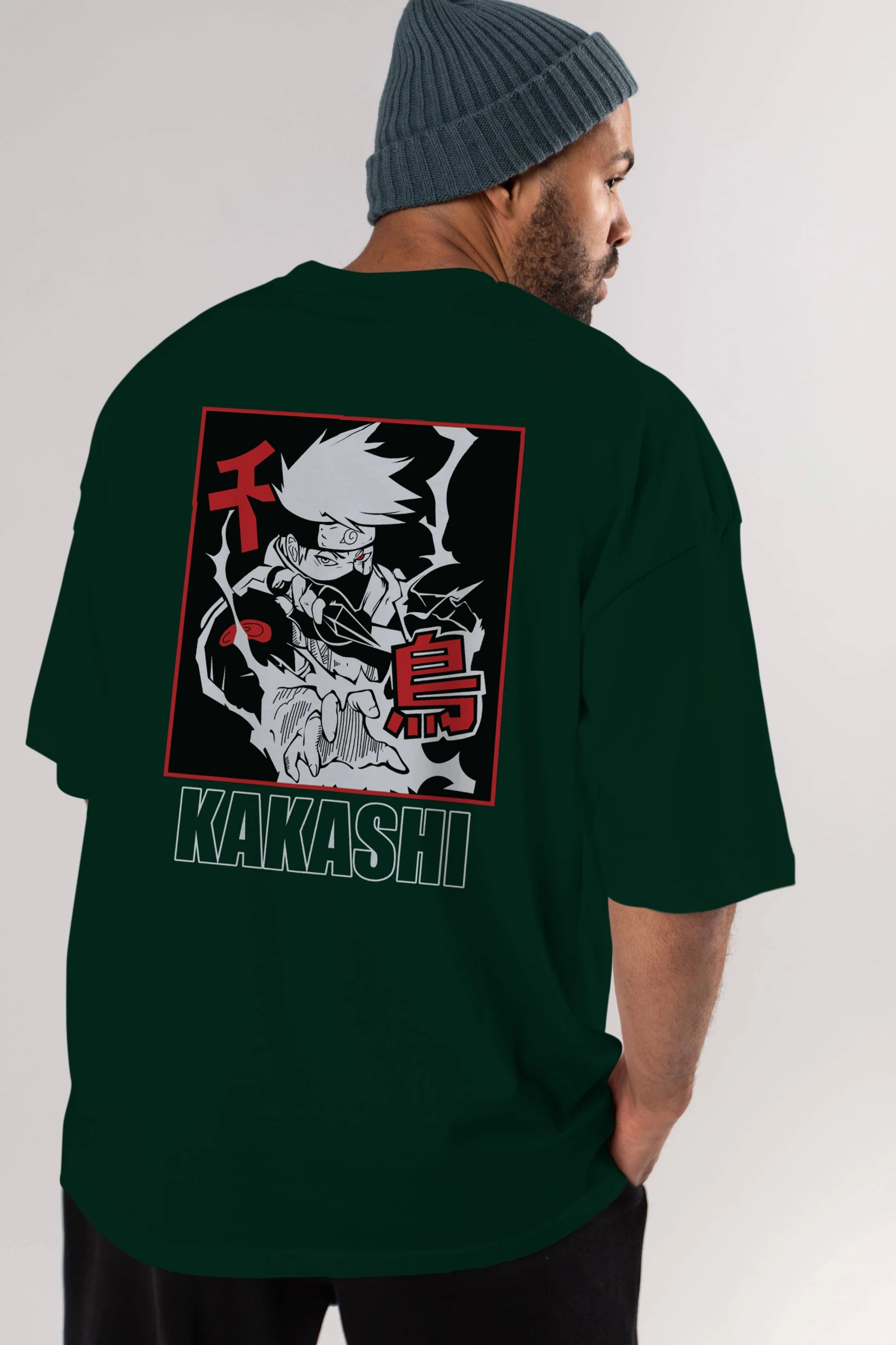 KAKASHI HATAKE NARUTO Anime Arka Baskılı Oversize t-shirt Erkek Kadın Unisex