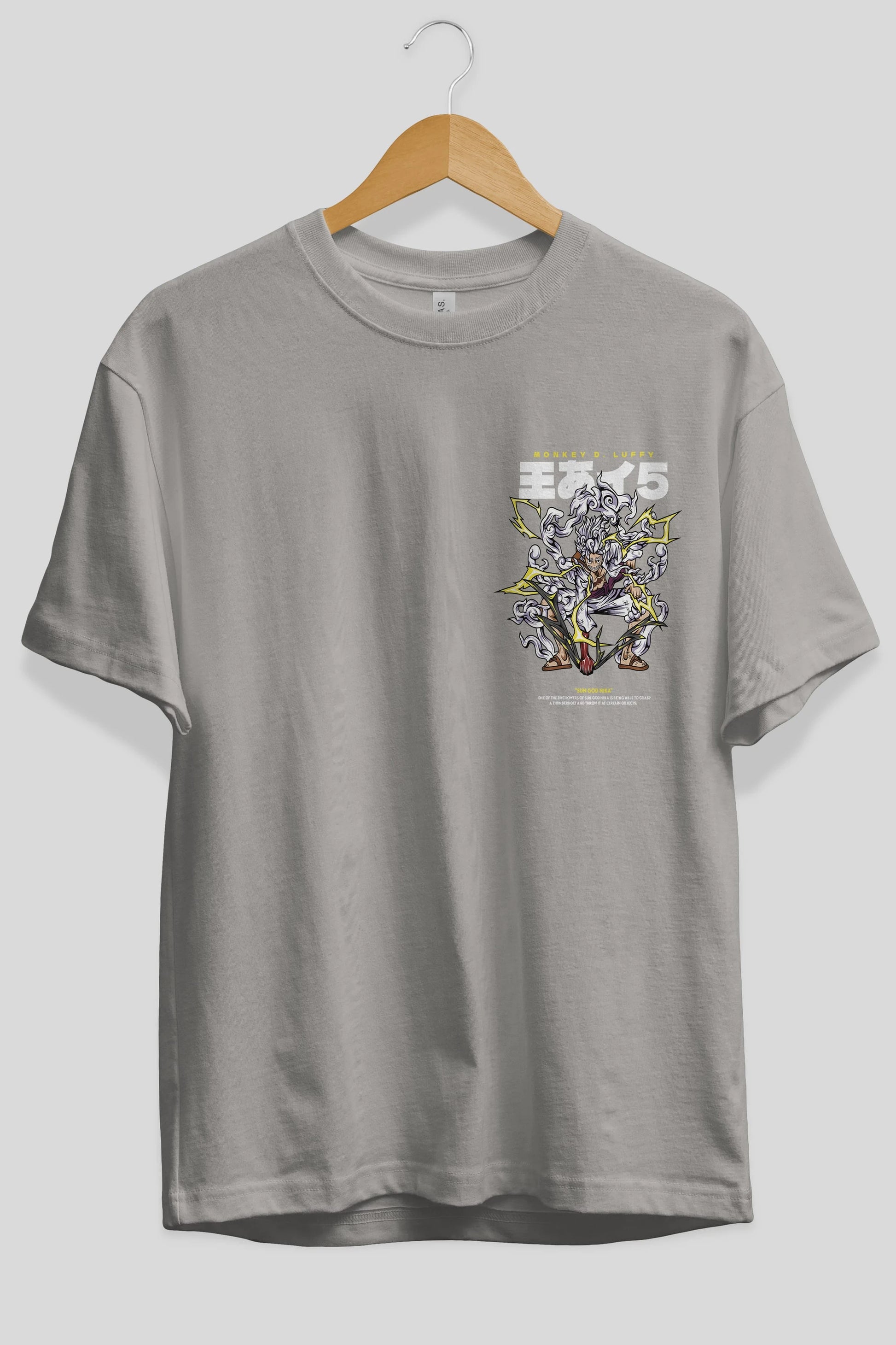 Monkey D. Luffy GEAR5 1 Ön Sol Baskılı Oversize t-shirt Erkek Kadın Unisex %100 Pamuk Bisiklet Yaka tişort