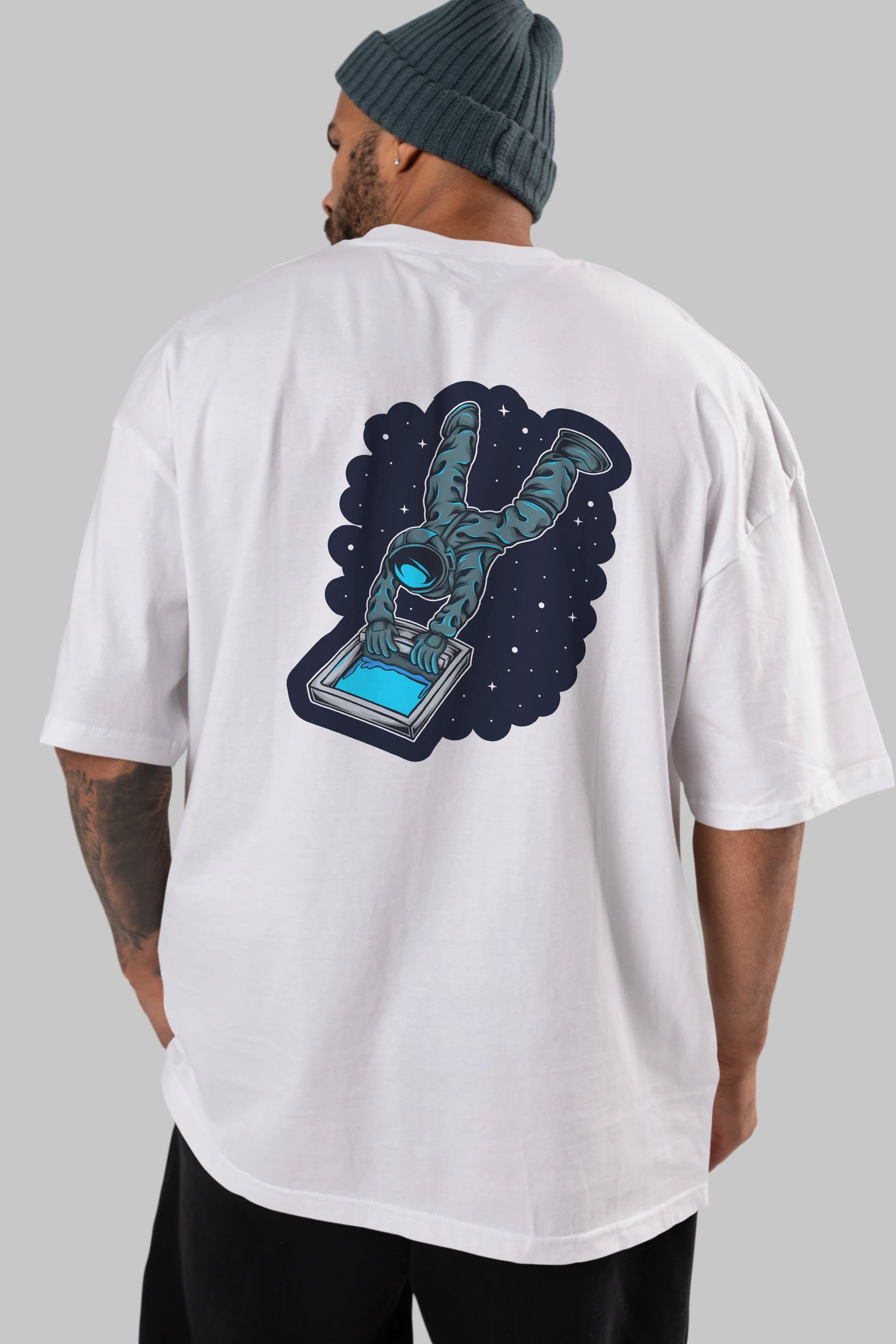 Astroscreen Sticker Arka Baskılı Oversize t-shirt Erkek Kadın Unisex