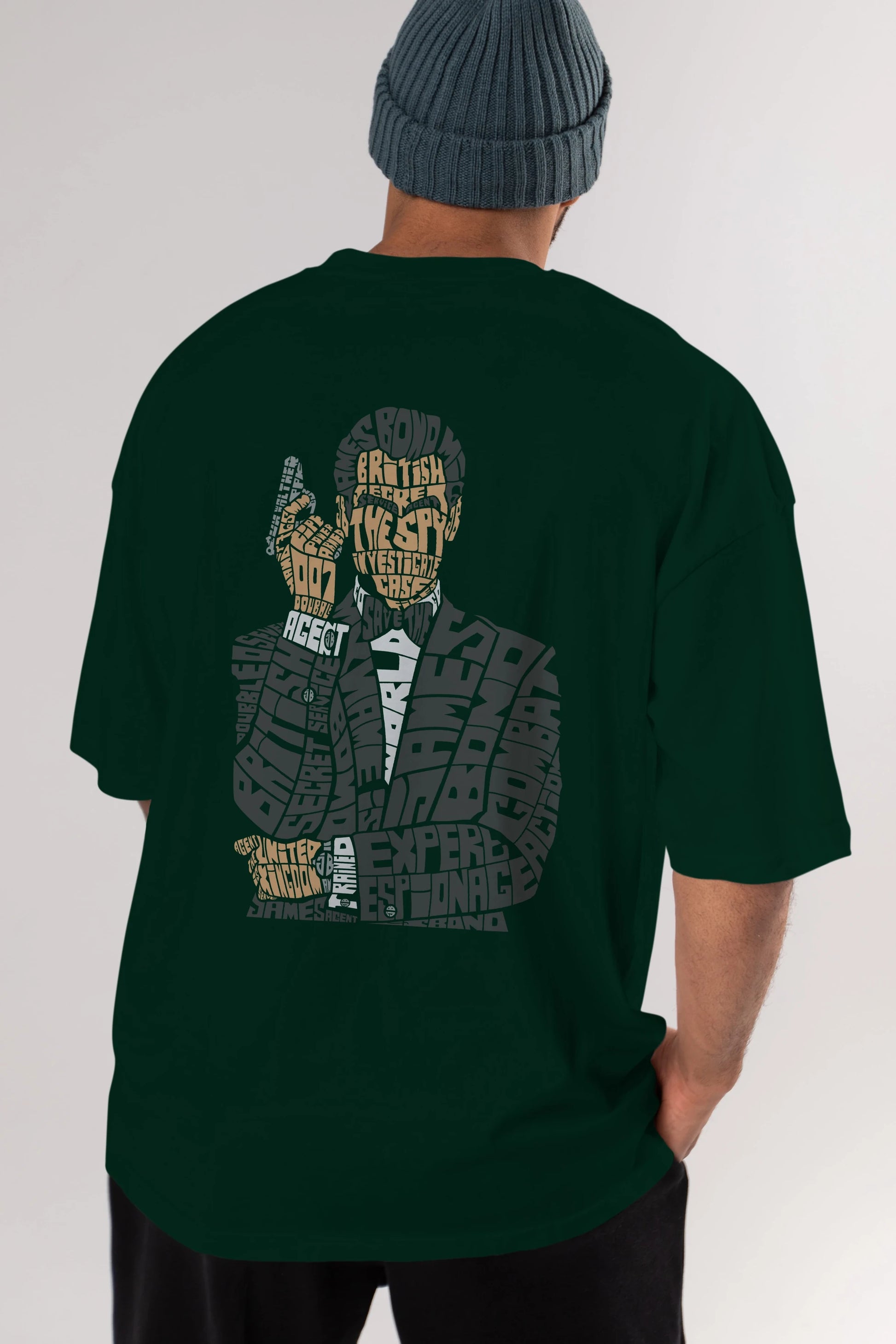 James Bond Arka Baskılı Oversize t-shirt %100 pamuk Erkek Kadın Unisex
