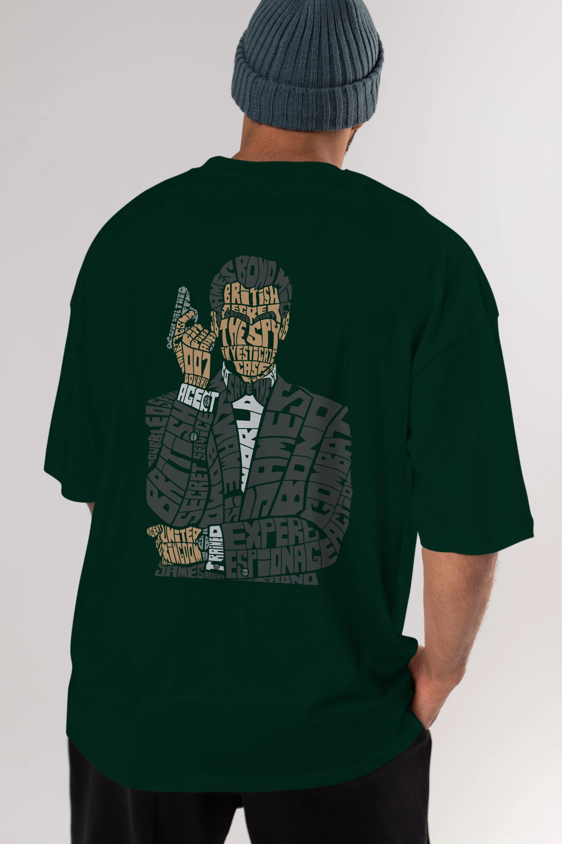 James Bond Arka Baskılı Oversize t-shirt %100 pamuk Erkek Kadın Unisex