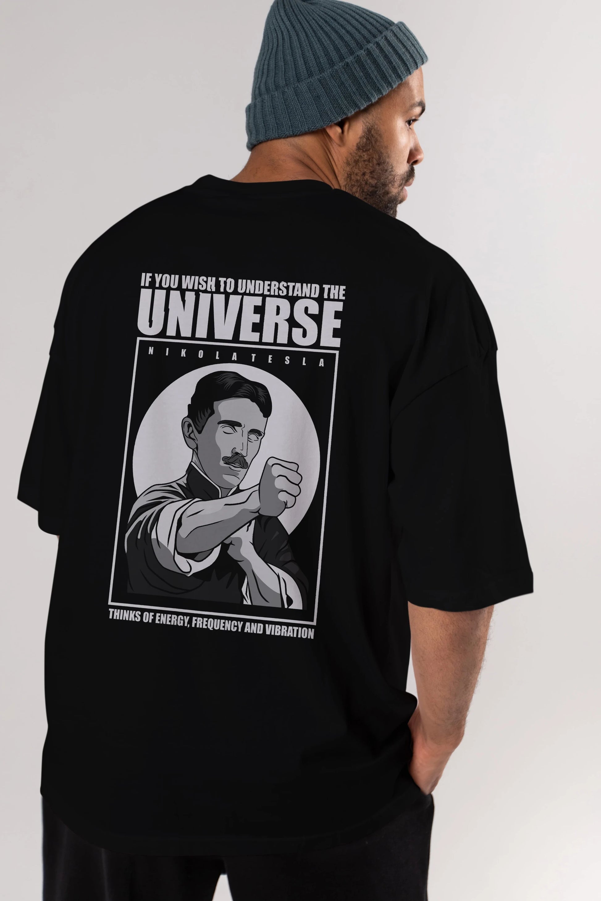 Nicola Tesla Ip Man Arka Baskılı Oversize t-shirt Erkek Kadın Unisex %100 Pamuk tişort