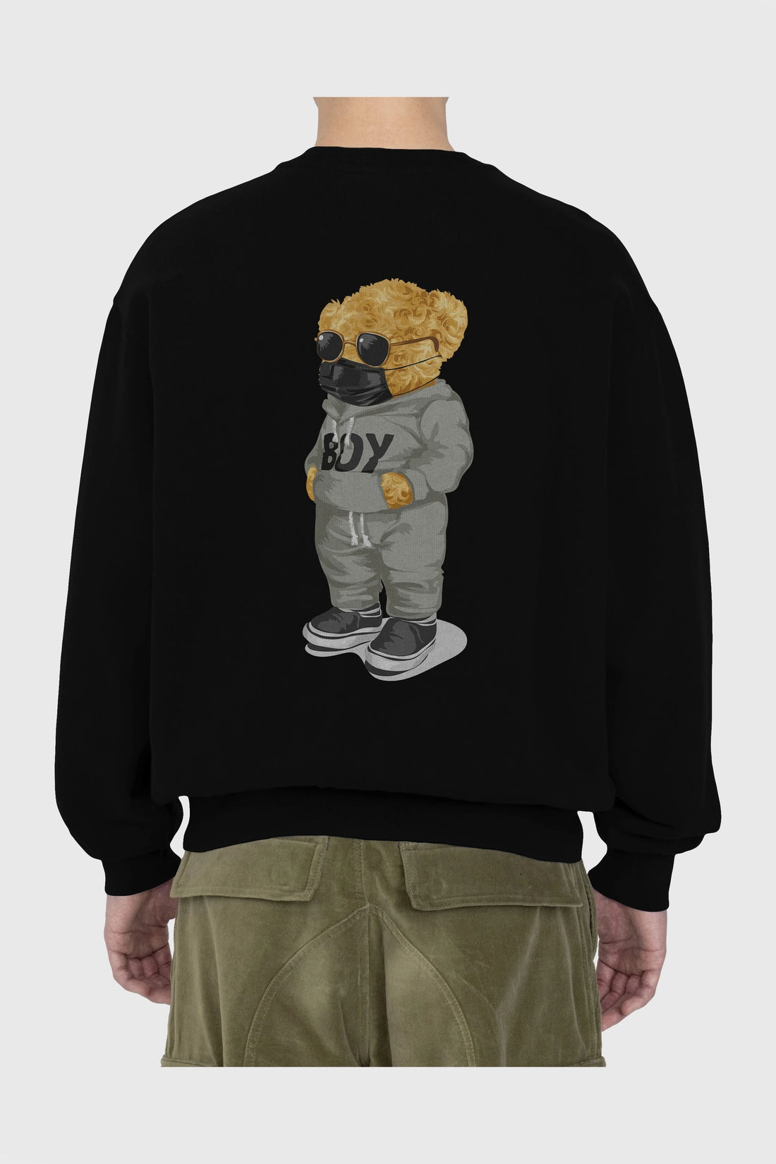 Teddy Bear Boy Arka Baskılı Oversize Sweatshirt Erkek Kadın Unisex
