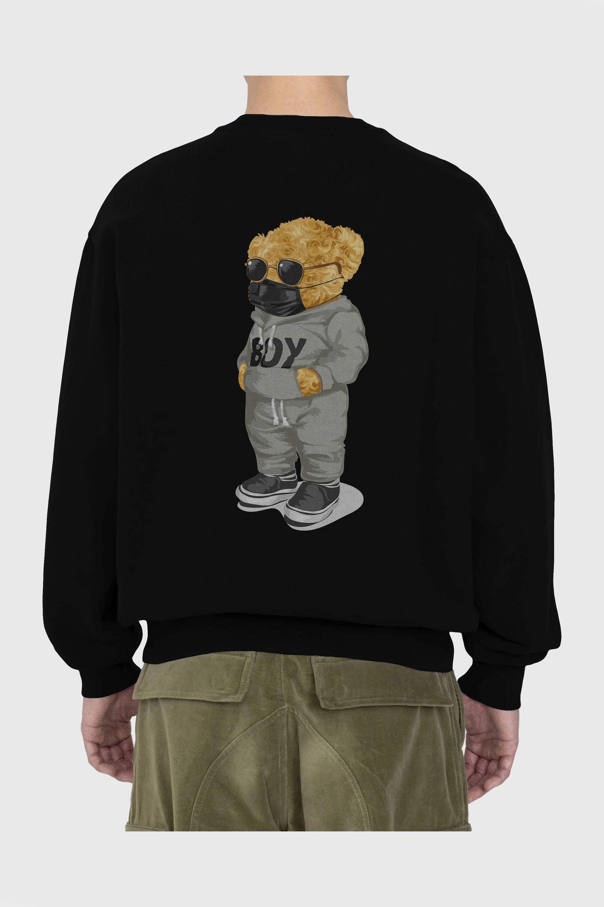 Teddy Bear Boy Arka Baskılı Oversize Sweatshirt Erkek Kadın Unisex