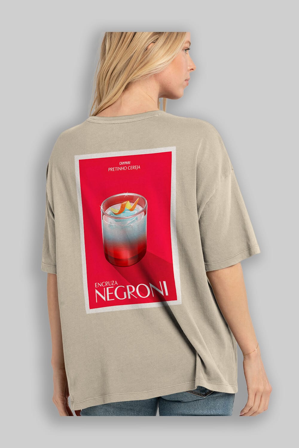 Encruza Negroni Arka Baskılı Oversize t-shirt Erkek Kadın Unisex %100 Pamuk Bisiklet Yaka tişort