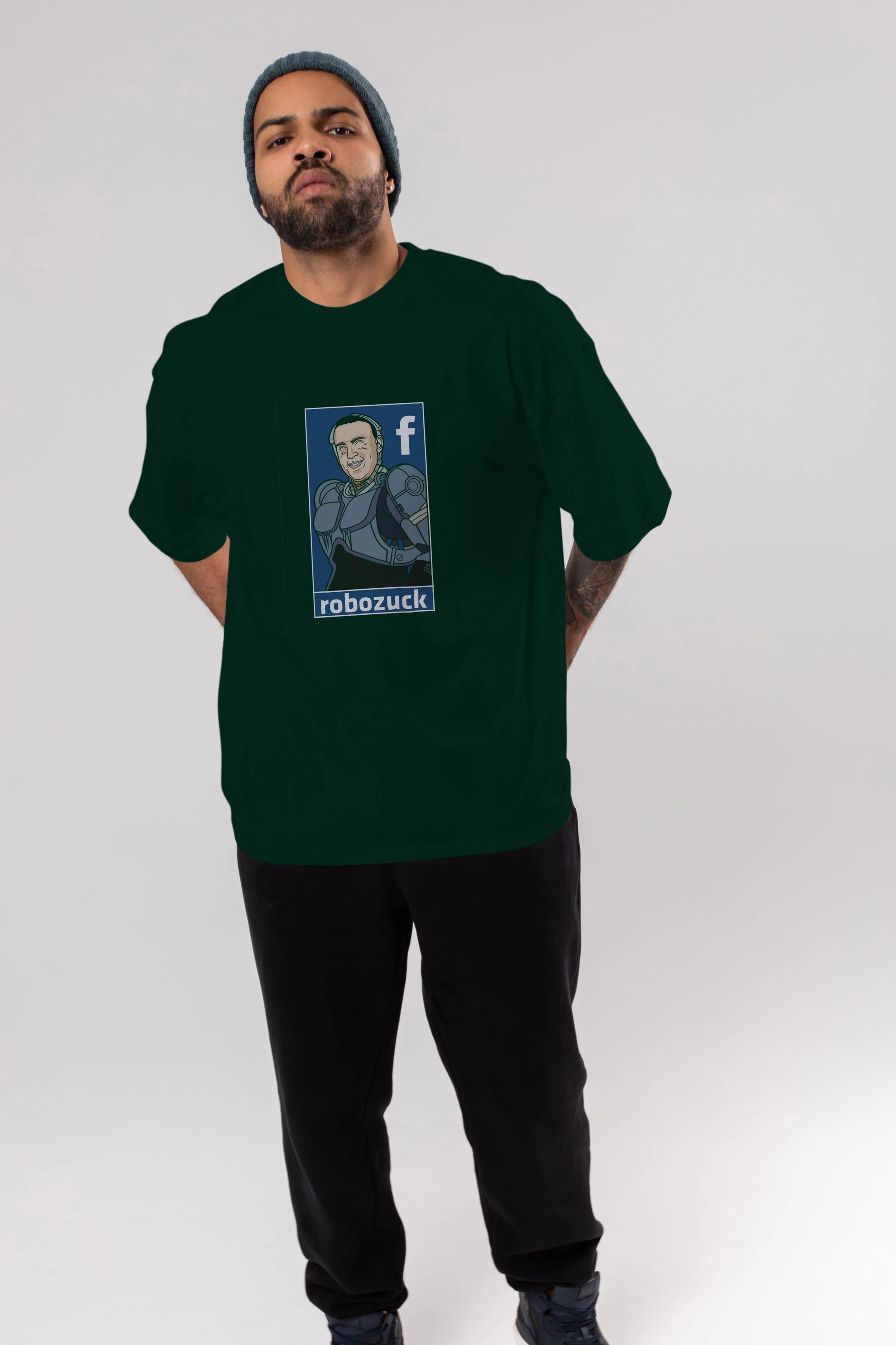 Robozuck Ön Baskılı Oversize t-shirt Erkek Kadın Unisex %100 Pamuk tişort