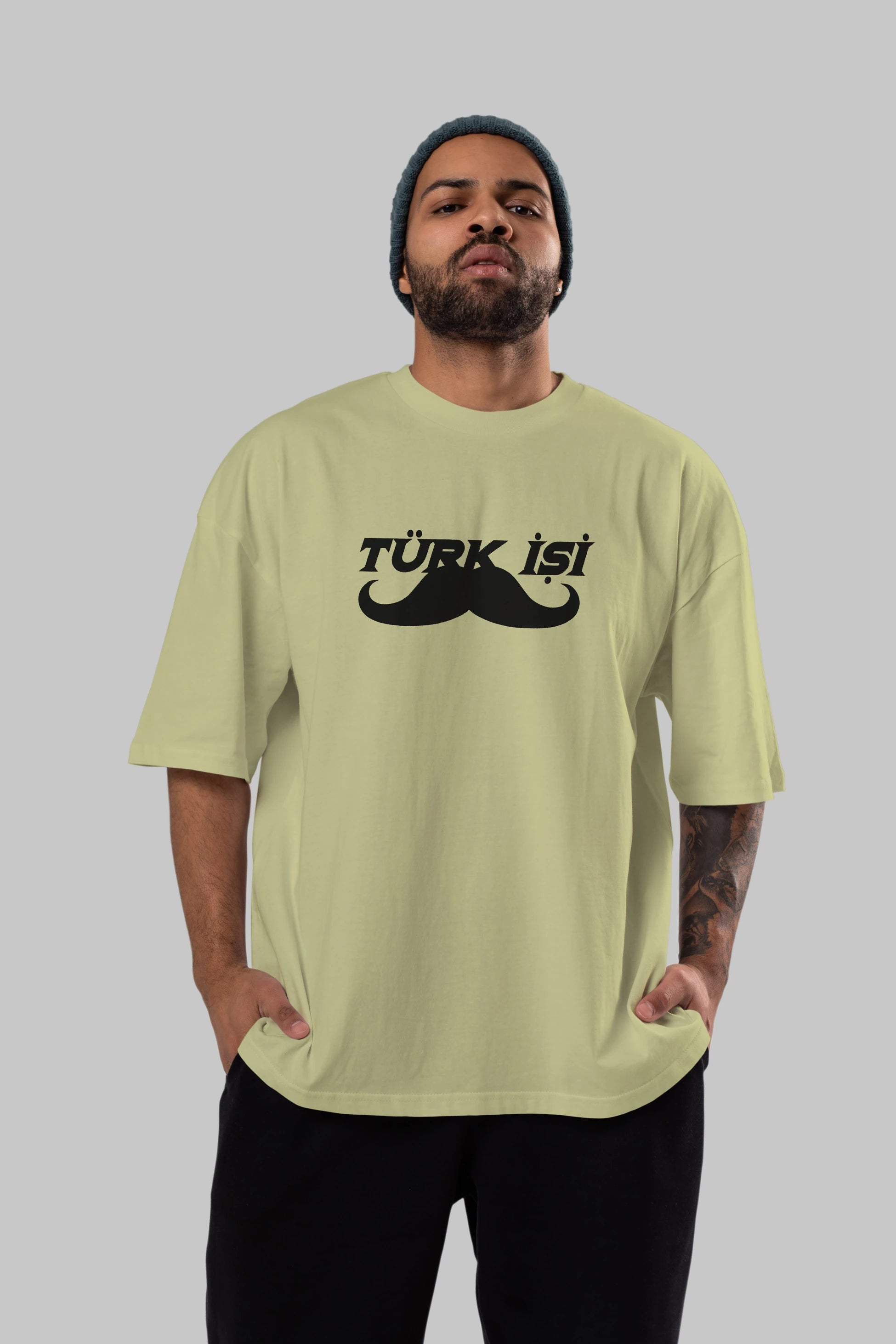 Türk İşi Ön Baskılı Oversize t-shirt %100 pamuk Erkek Kadın Unisex