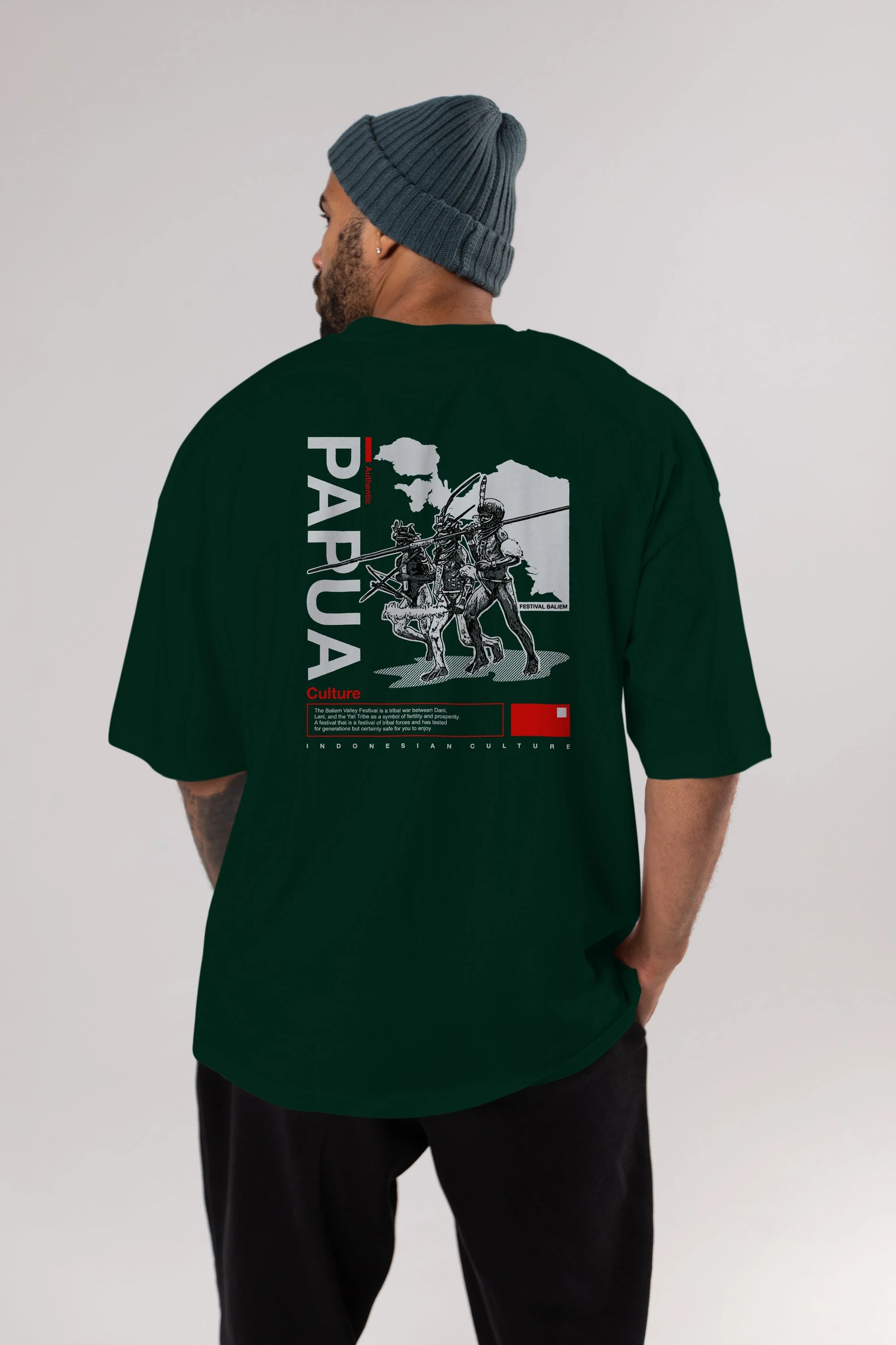 Papua Culture Arka Baskılı Oversize t-shirt Erkek Kadın Unisex