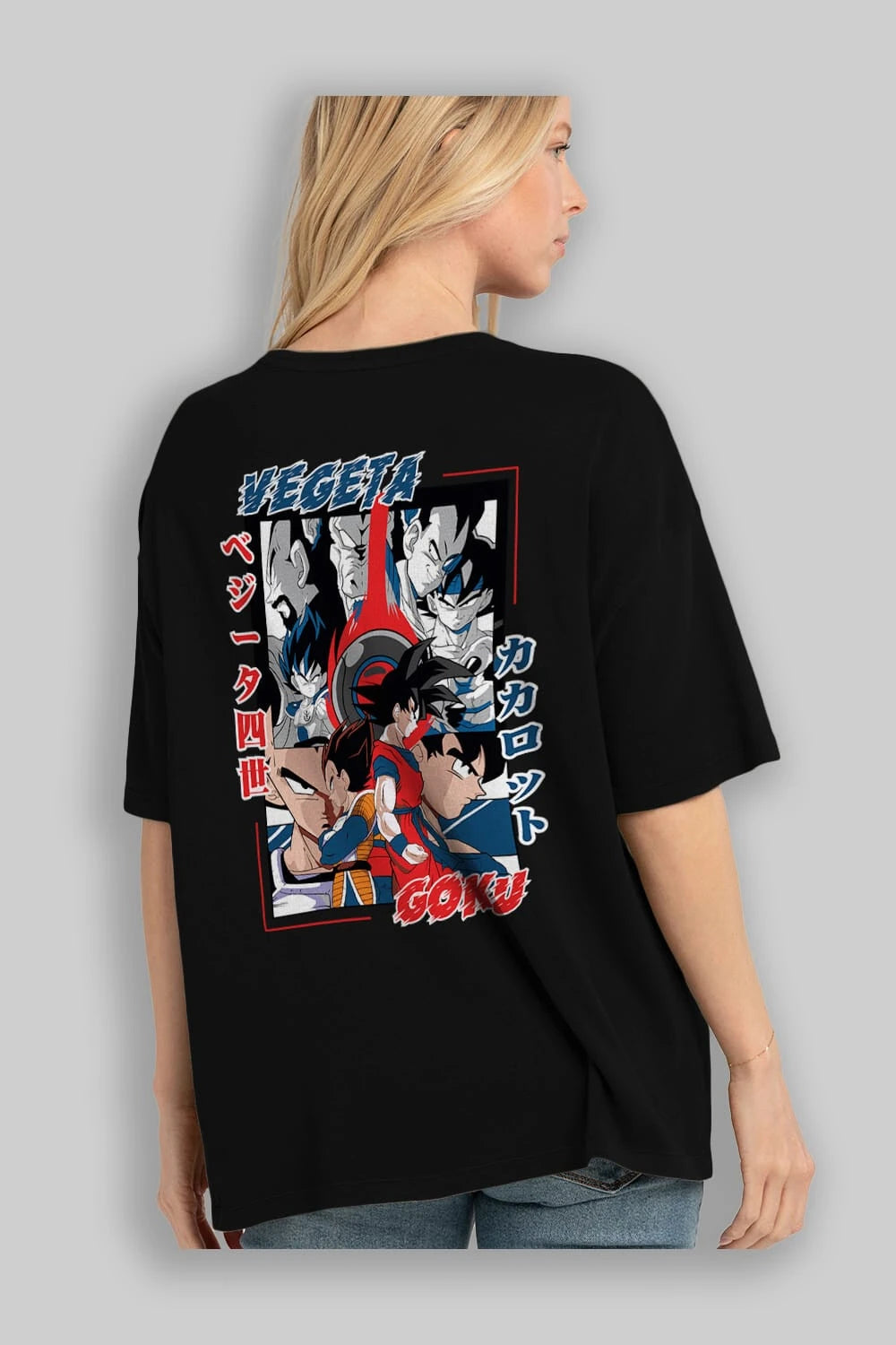 VEGETA VS GOKU Anime Arka Baskılı Oversize t-shirt Erkek Kadın Unisex