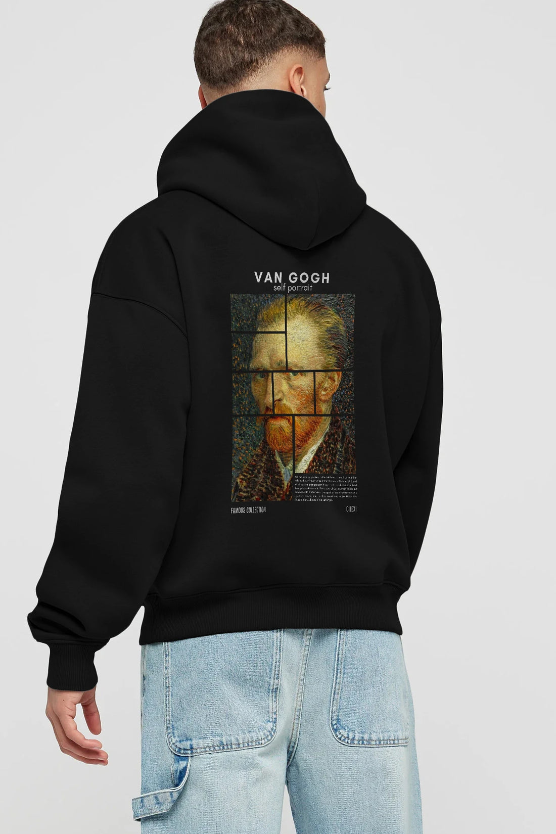 Van Gogh Self Portrait Arka Baskılı Hoodie Oversize Kapüşonlu Sweatshirt Erkek Kadın