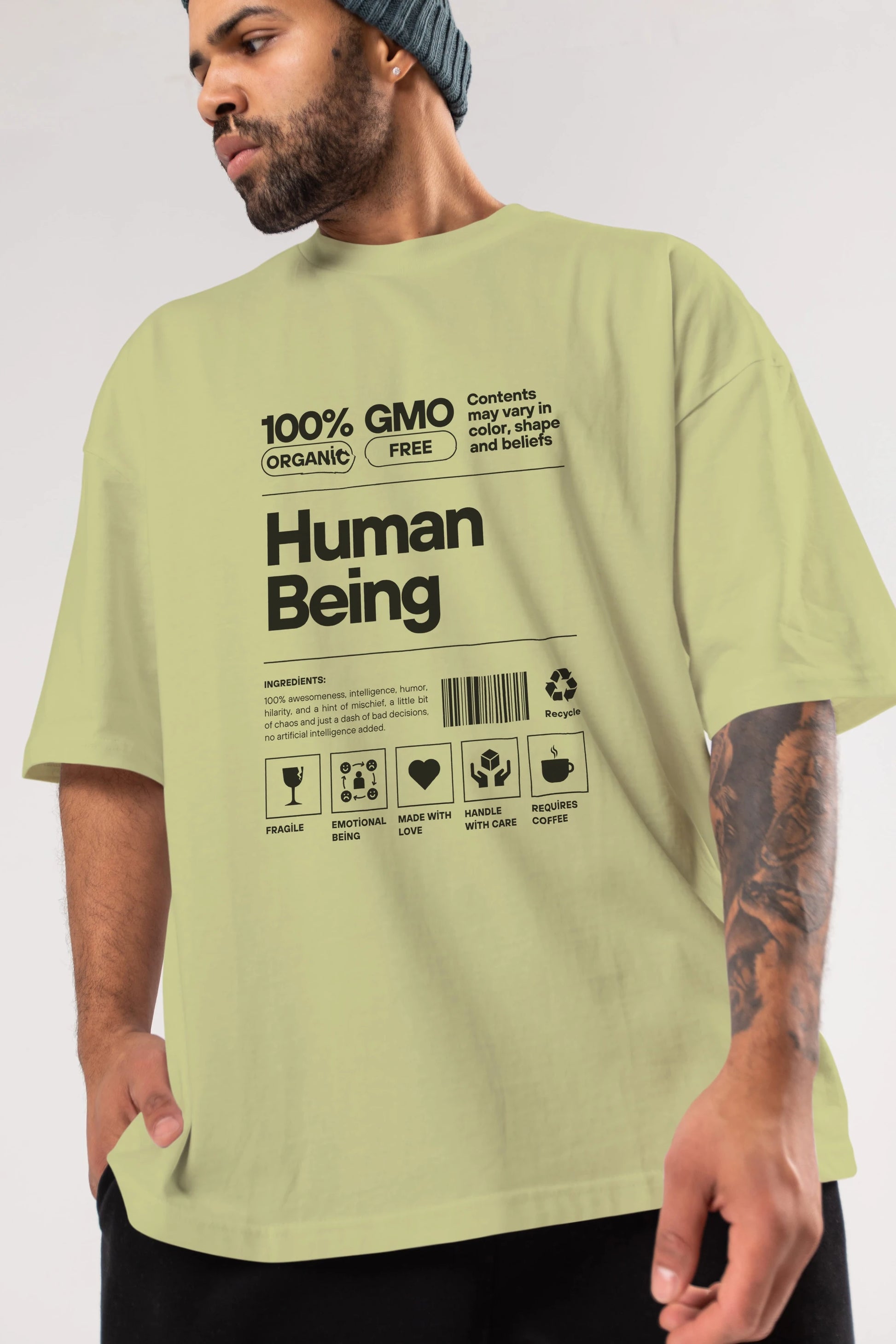 Human Being Ön Baskılı Oversize t-shirt Erkek Kadın Unisex