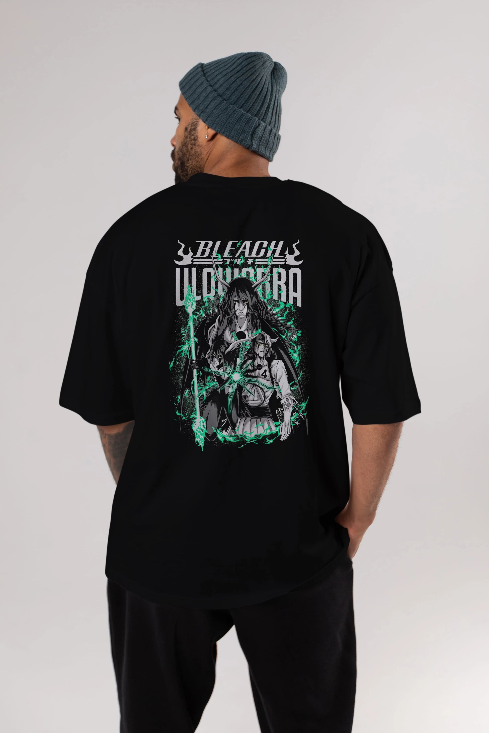 BLEACH(ULQUIARRA) Anime Arka Baskılı Oversize t-shirt Erkek Kadın Unisex