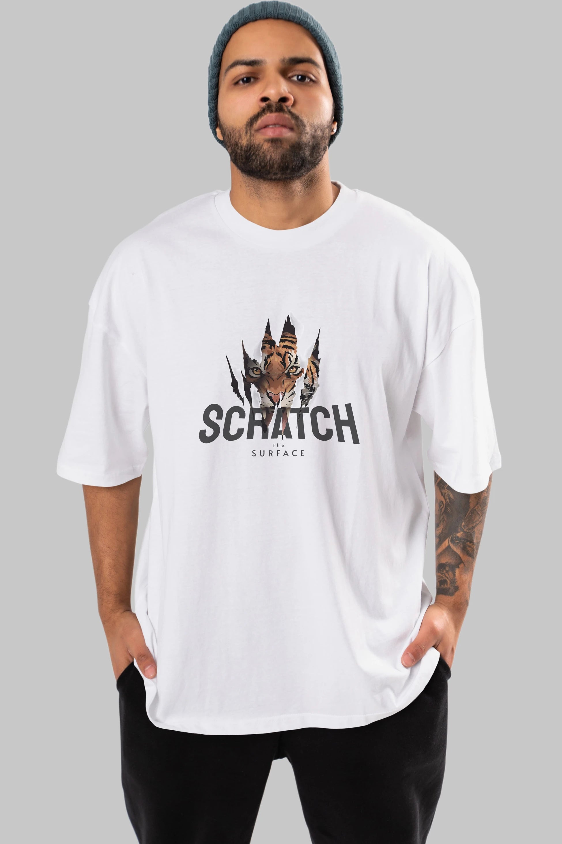 Teddy Bear Scratch Ön Baskılı Oversize t-shirt Erkek Kadın Unisex %100 Pamuk