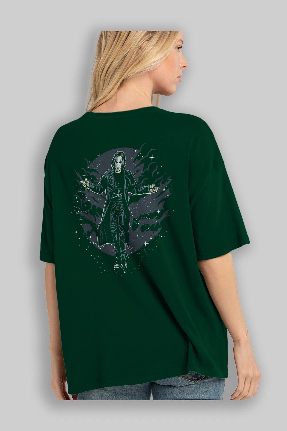 The Crow Arka Baskılı Oversize t-shirt Erkek Kadın Unisex %100 Pamuk