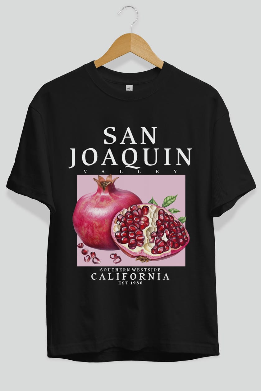 San Joaquin Nar Ön Baskılı Oversize t-shirt Erkek Kadın Pamuk Bisiklet Yaka tişort