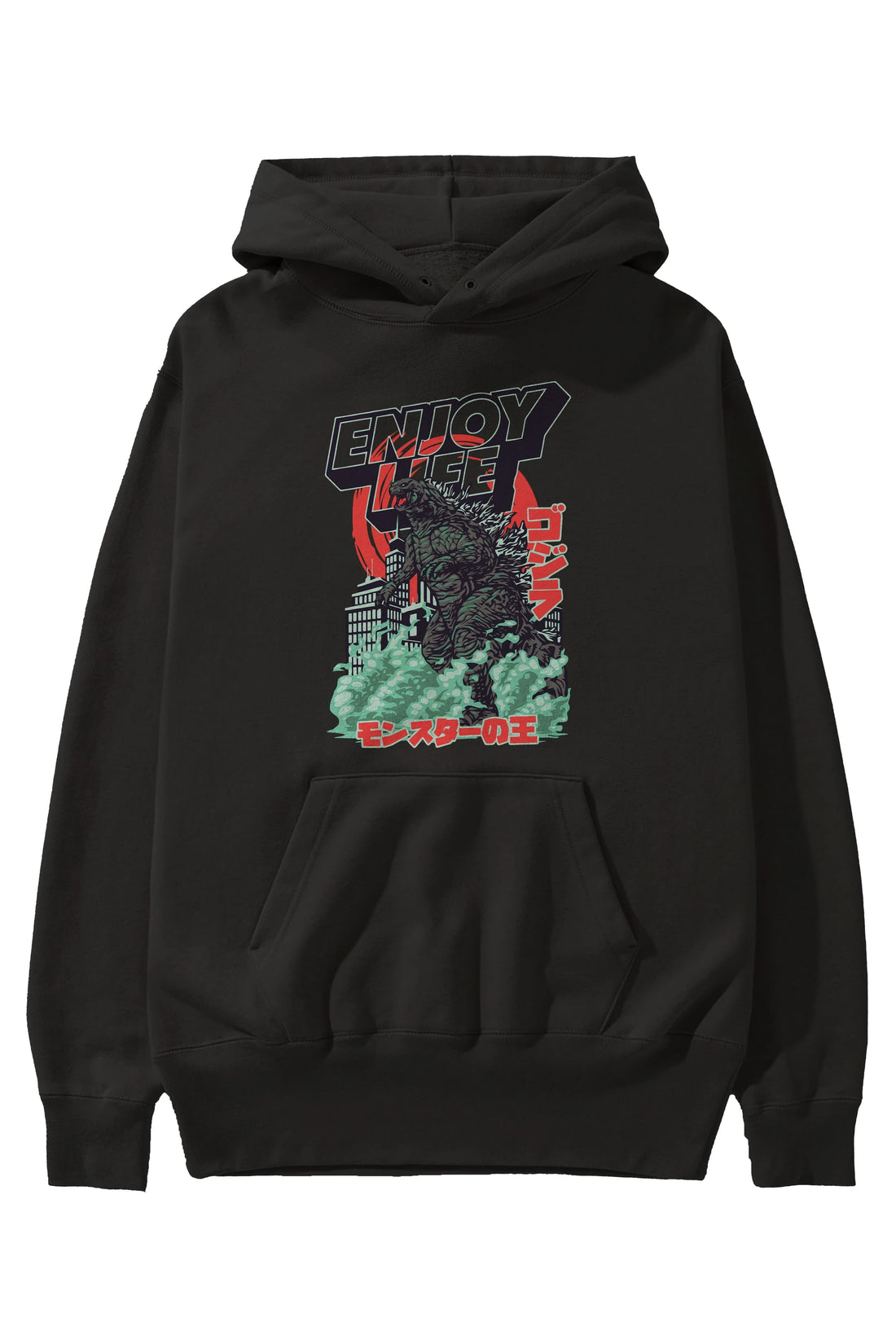 Godzilla Ön Baskılı Hoodie Oversize Kapüşonlu Sweatshirt Erkek Kadın Unisex
