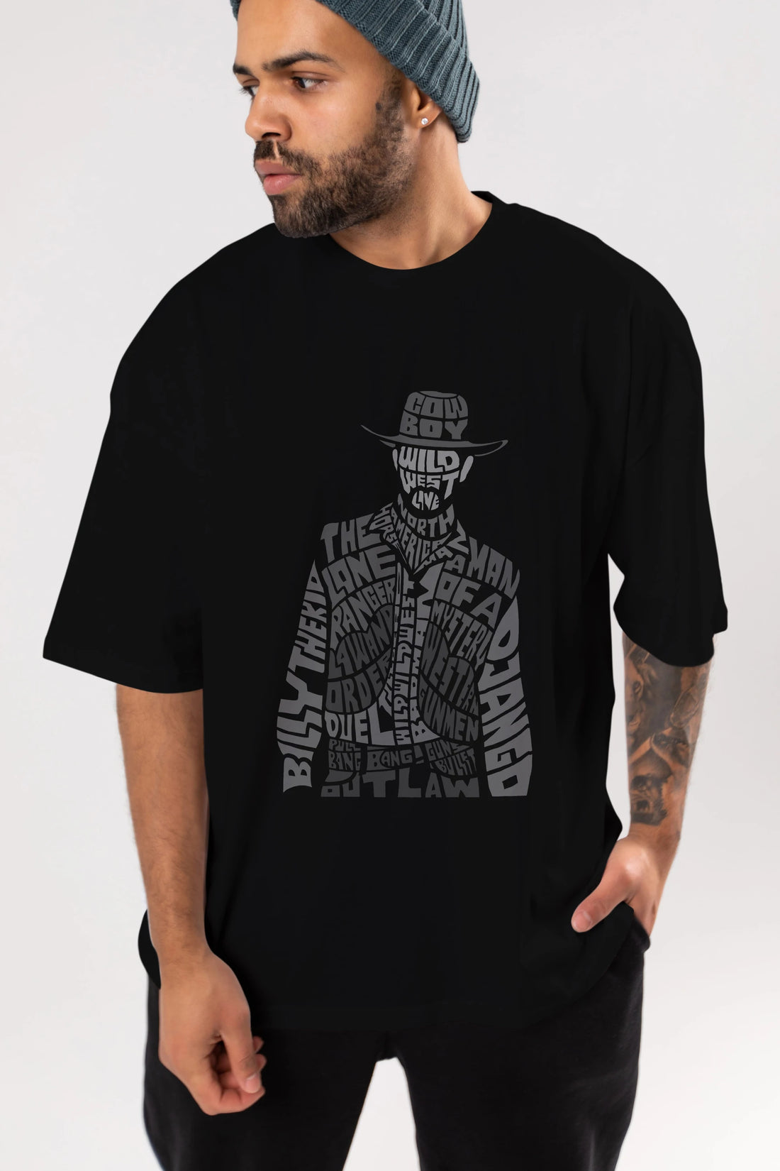 Cowboy Ön Baskılı Oversize t-shirt %100 pamuk Erkek Kadın Unisex