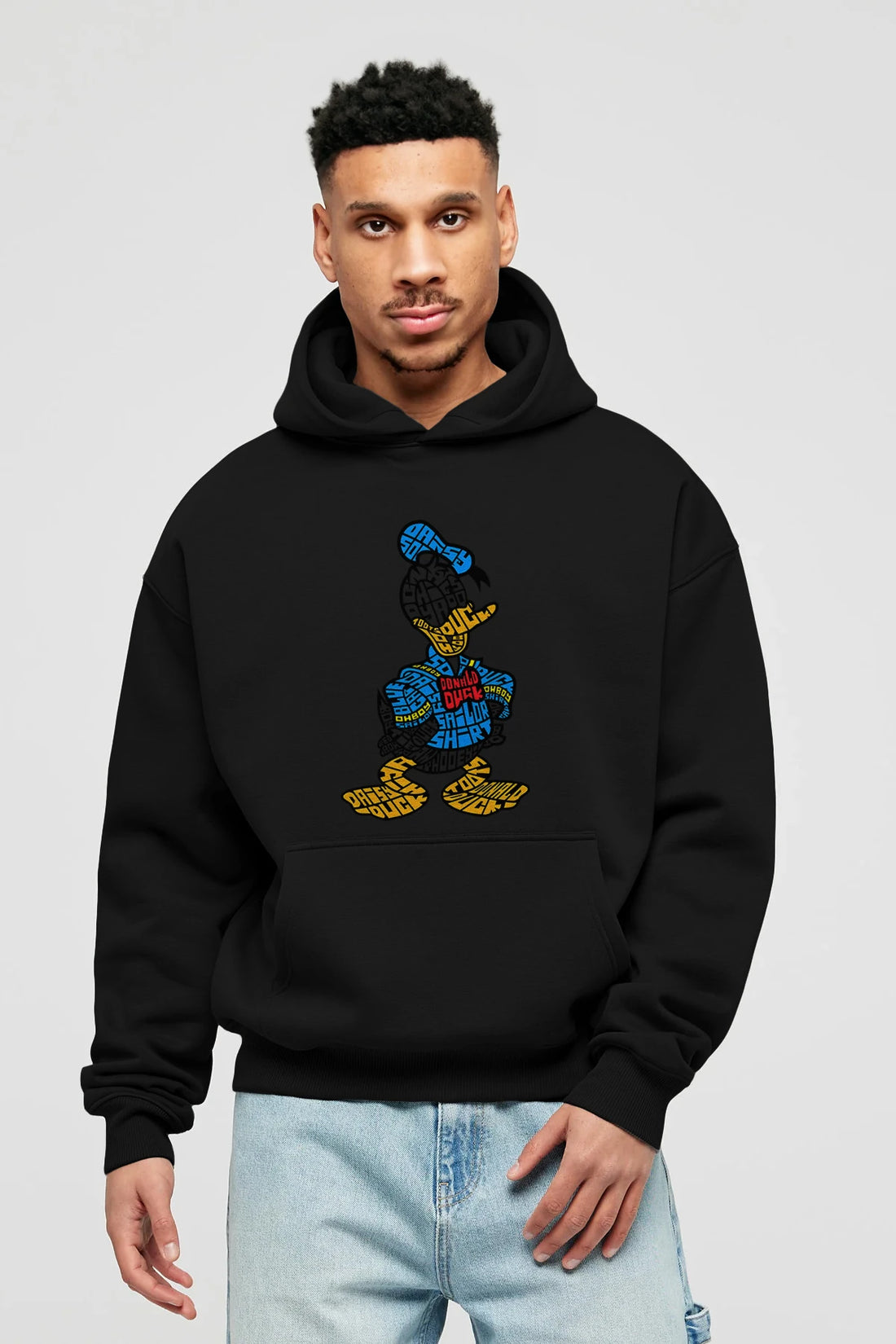 Donald Ön Baskılı Hoodie Oversize Kapüşonlu Sweatshirt Erkek Kadın Unisex