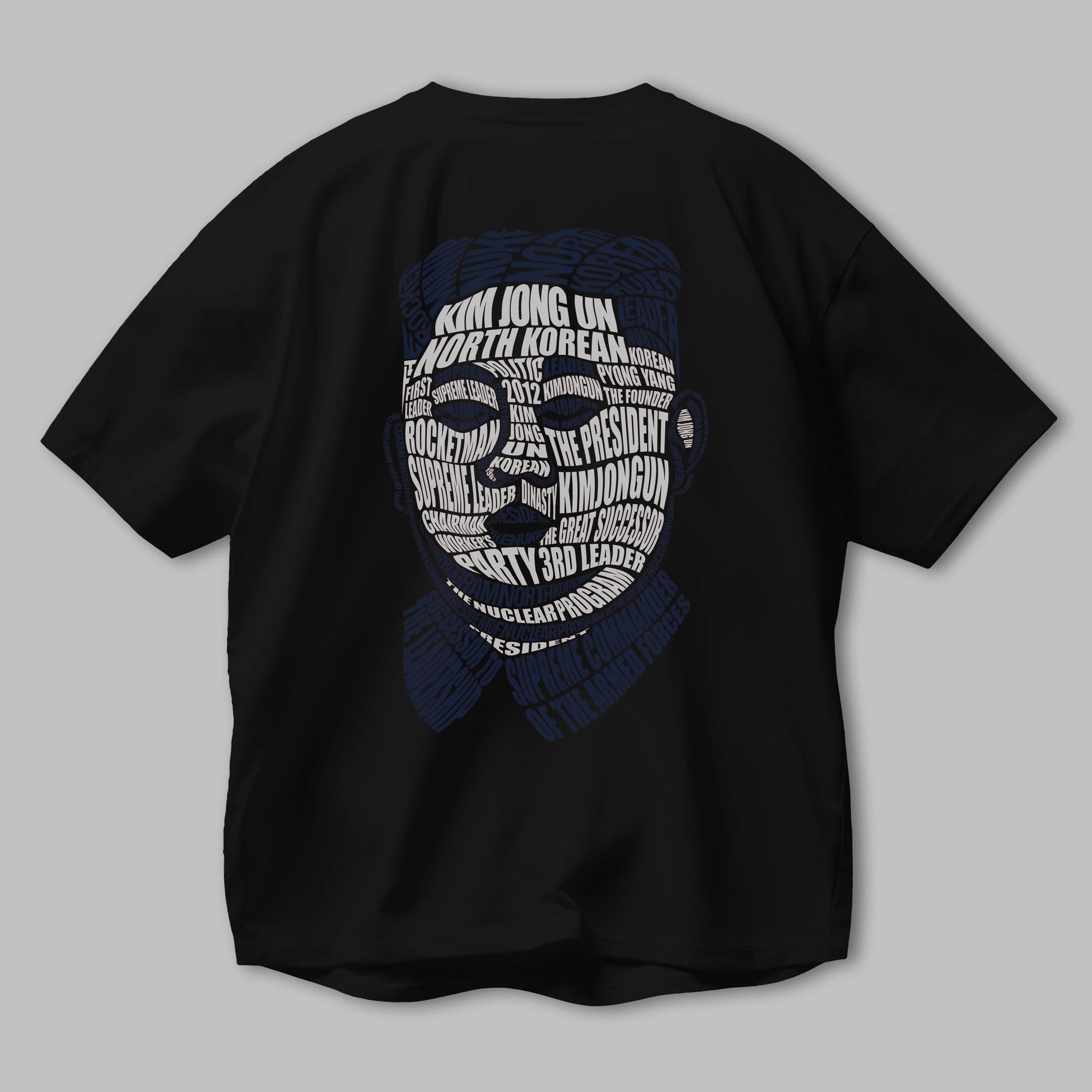 Kim Jong Un Calligram Arka Baskılı Oversize t-shirt %100 pamuk Erkek Kadın Unisex