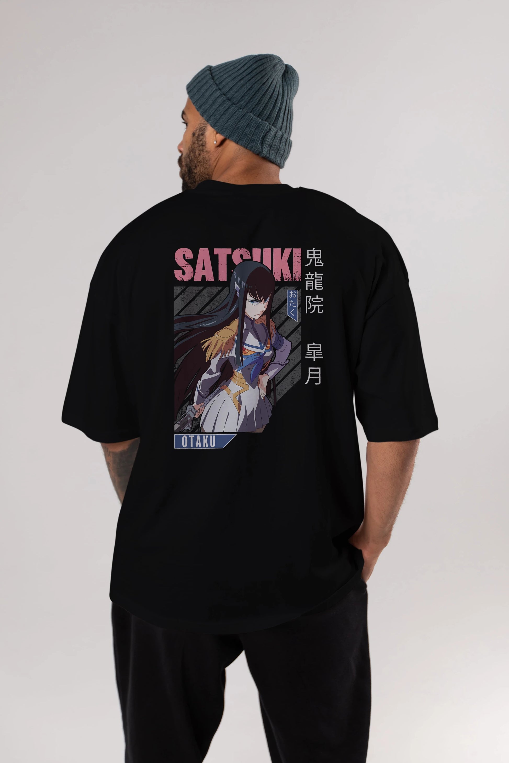 Satsuki Kiryuuin 8 Anime Arka Baskılı Oversize t-shirt Erkek Kadın Unisex