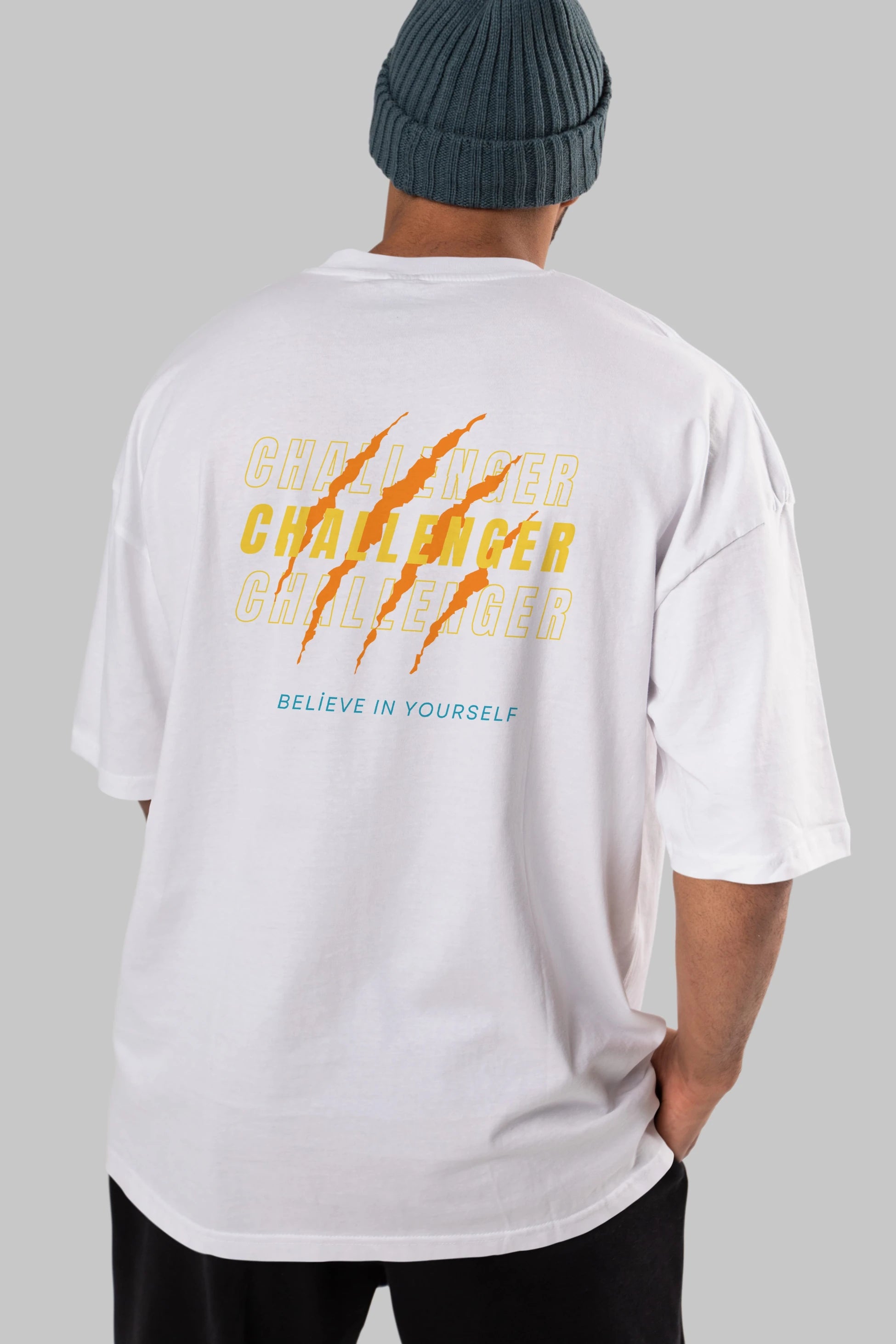 Challenger Yazılı Arka Baskılı Oversize t-shirt Erkek Kadın Unisex