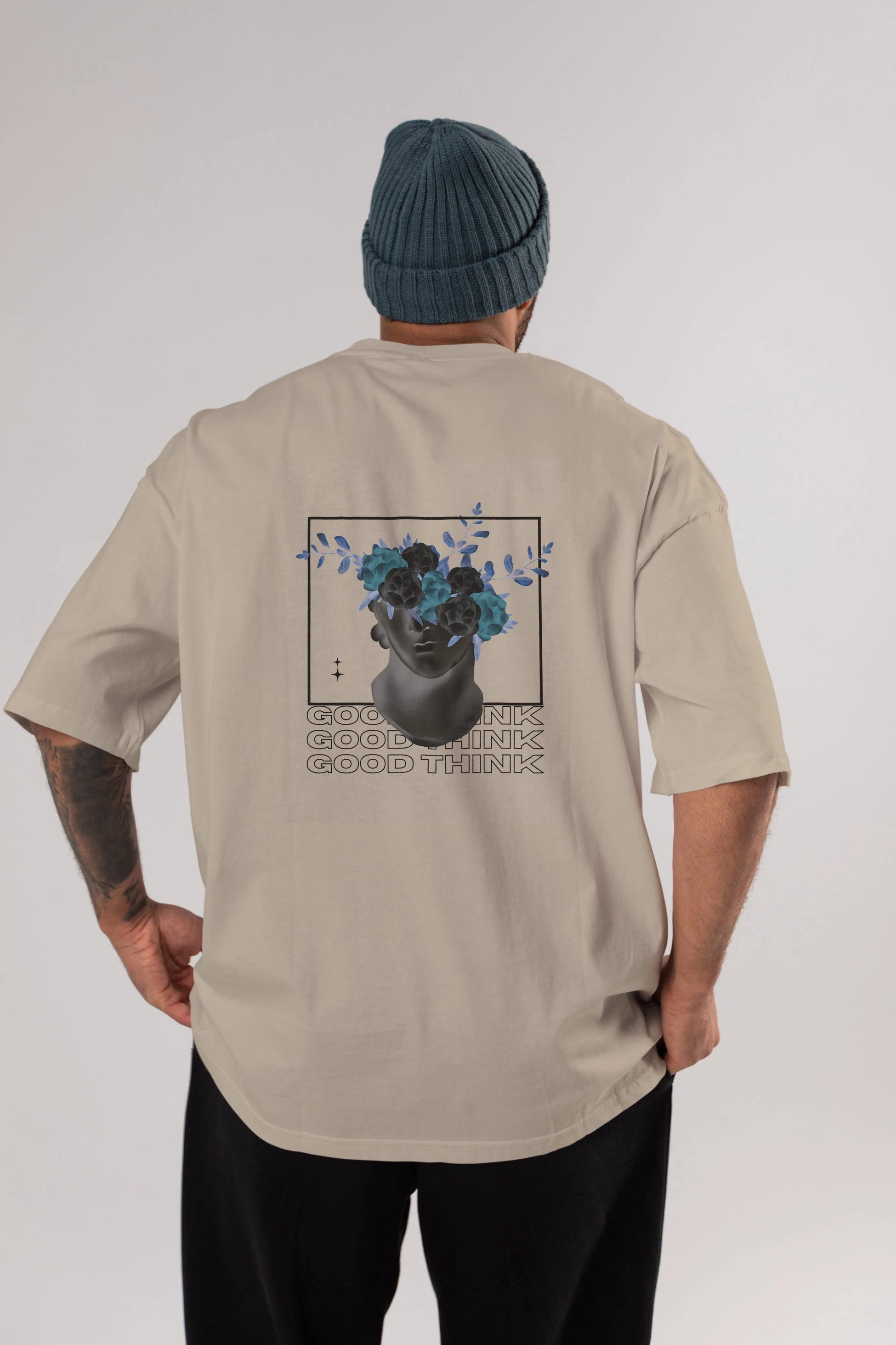 Good Think Yazılı Arka Baskılı Oversize t-shirt Erkek Kadın Unisex