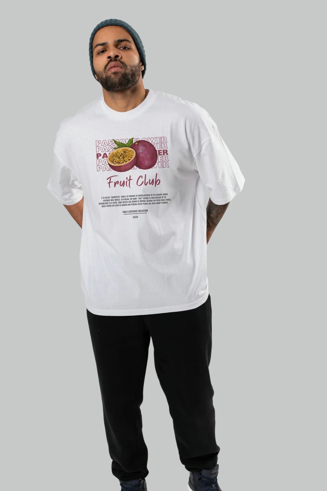 Passionflower Ön Baskılı Oversize t-shirt Erkek Kadın Pamuk Bisiklet Yaka tişort