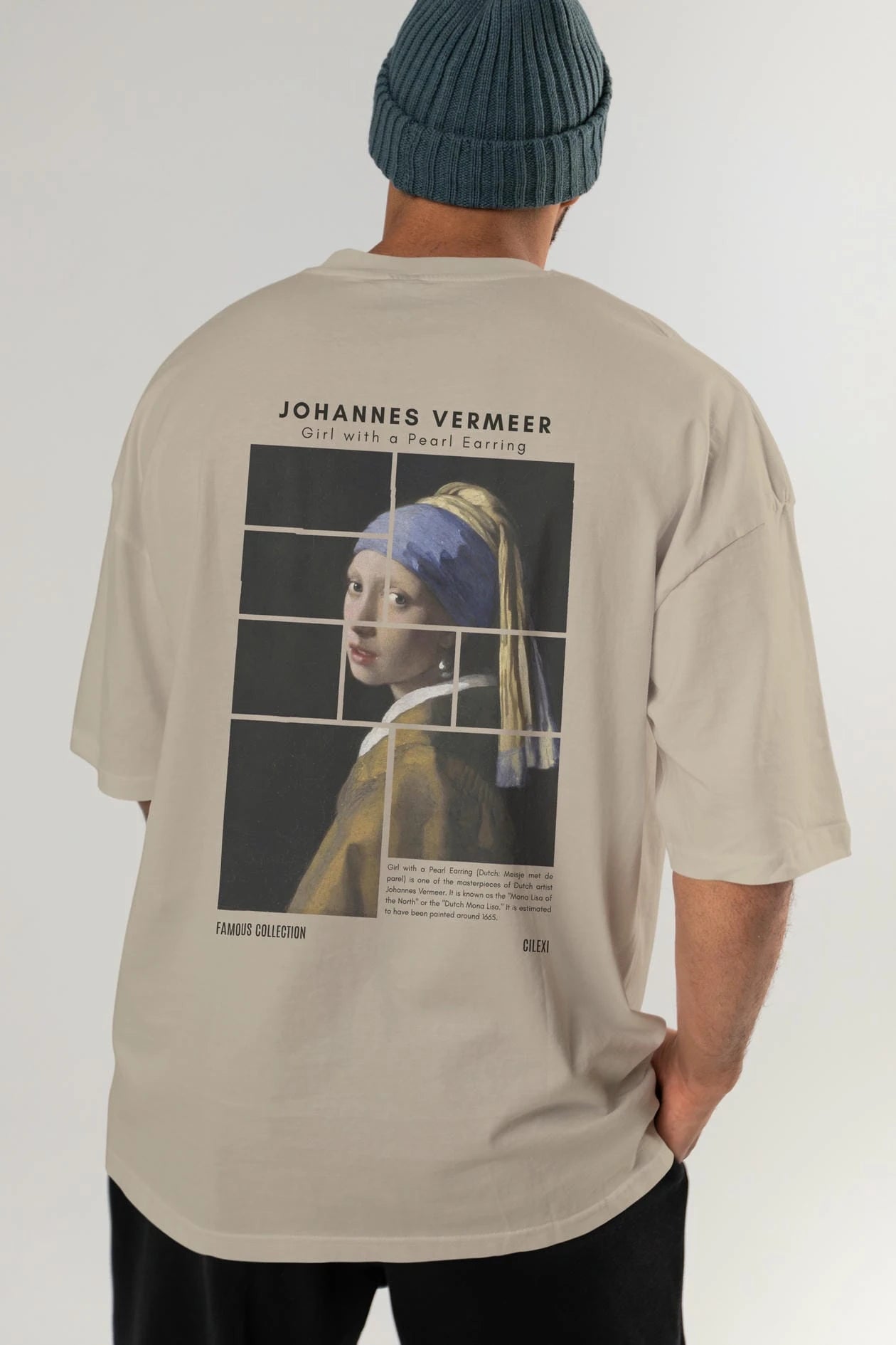 Johannes Vermeer Arka Baskılı Oversize t-shirt Erkek Kadın Bisiklet Yaka Pamuk tişort