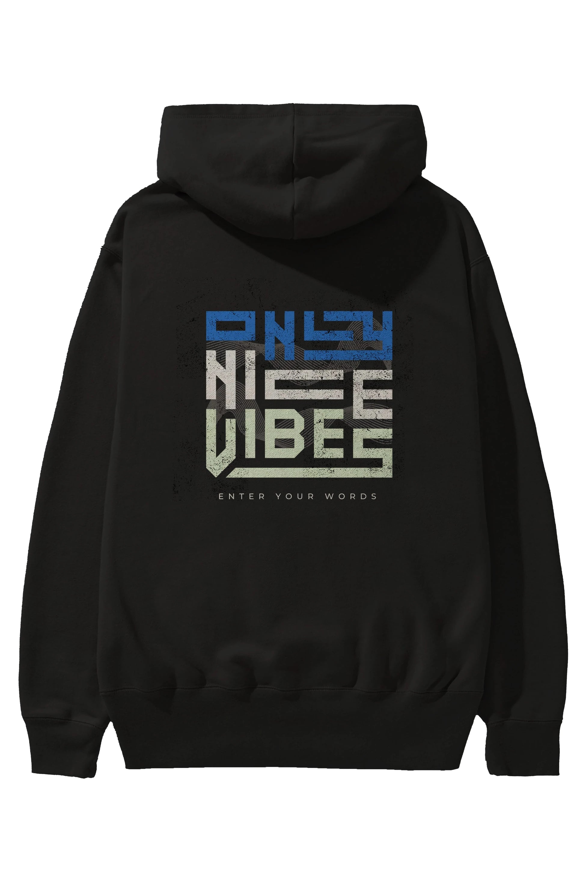 Only Nice Vibes Arka Baskılı Oversize Hoodie Kapüşonlu Sweatshirt Erkek Kadın Unisex