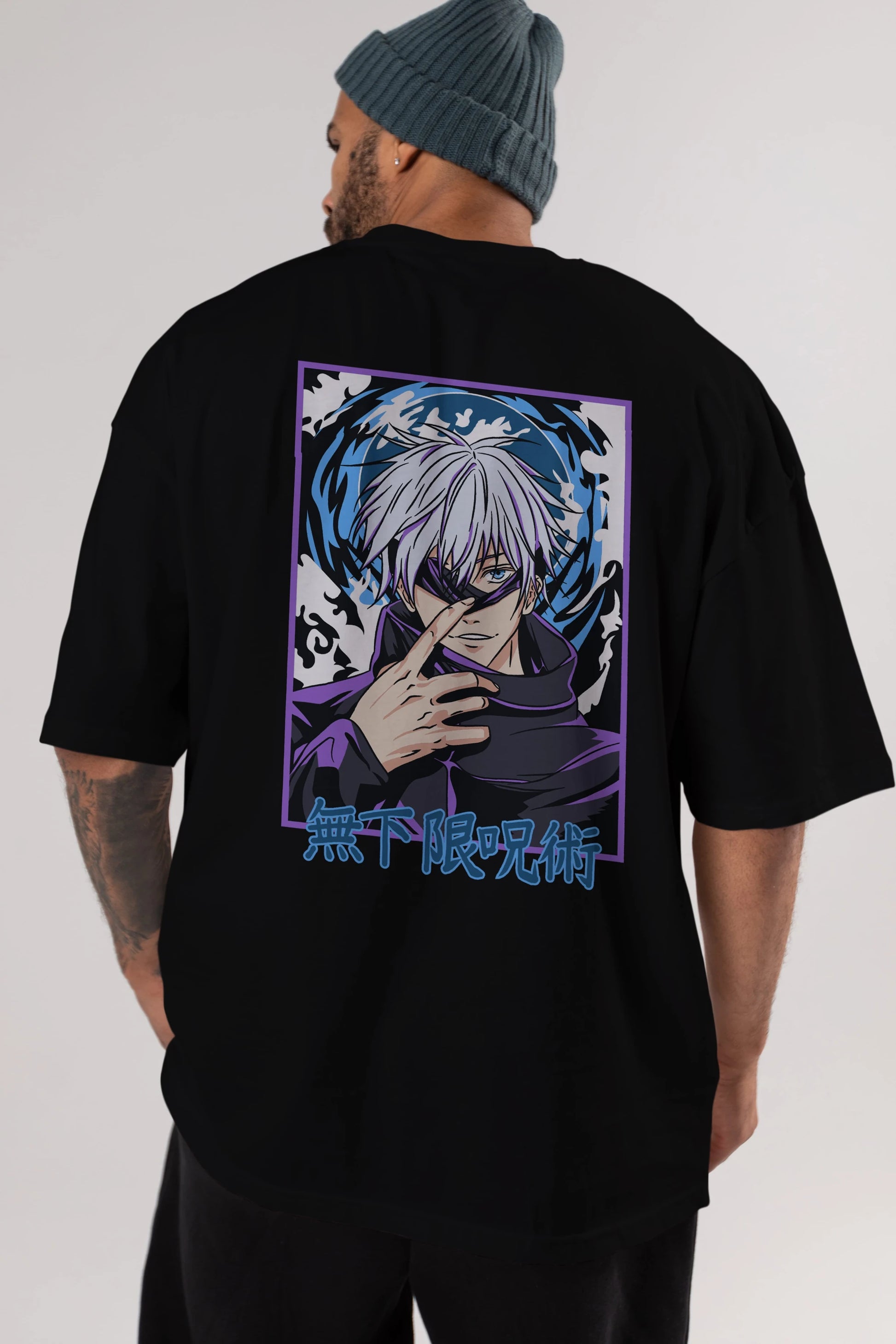 SATORU GOJO 3 Anime Arka Baskılı Oversize t-shirt Erkek Kadın Unisex
