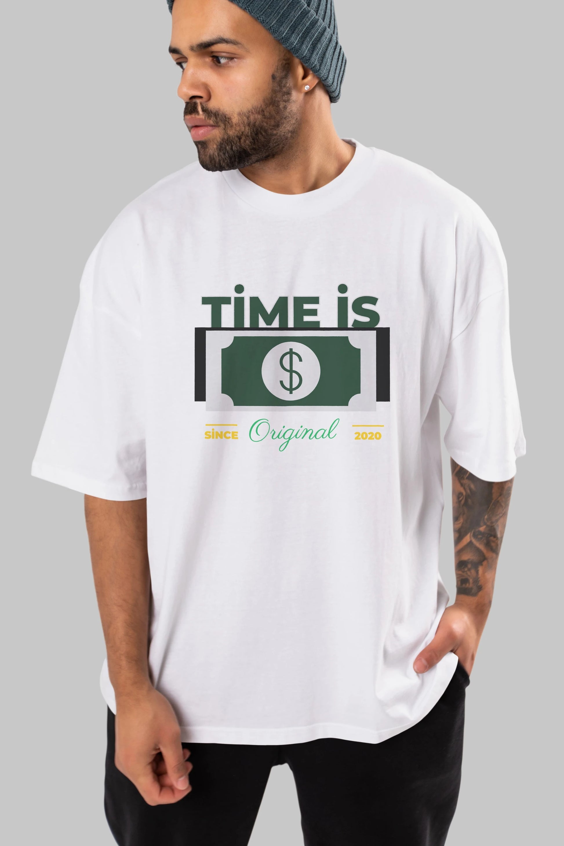 Time is Original Ön Baskılı Oversize t-shirt Erkek Kadın Unisex