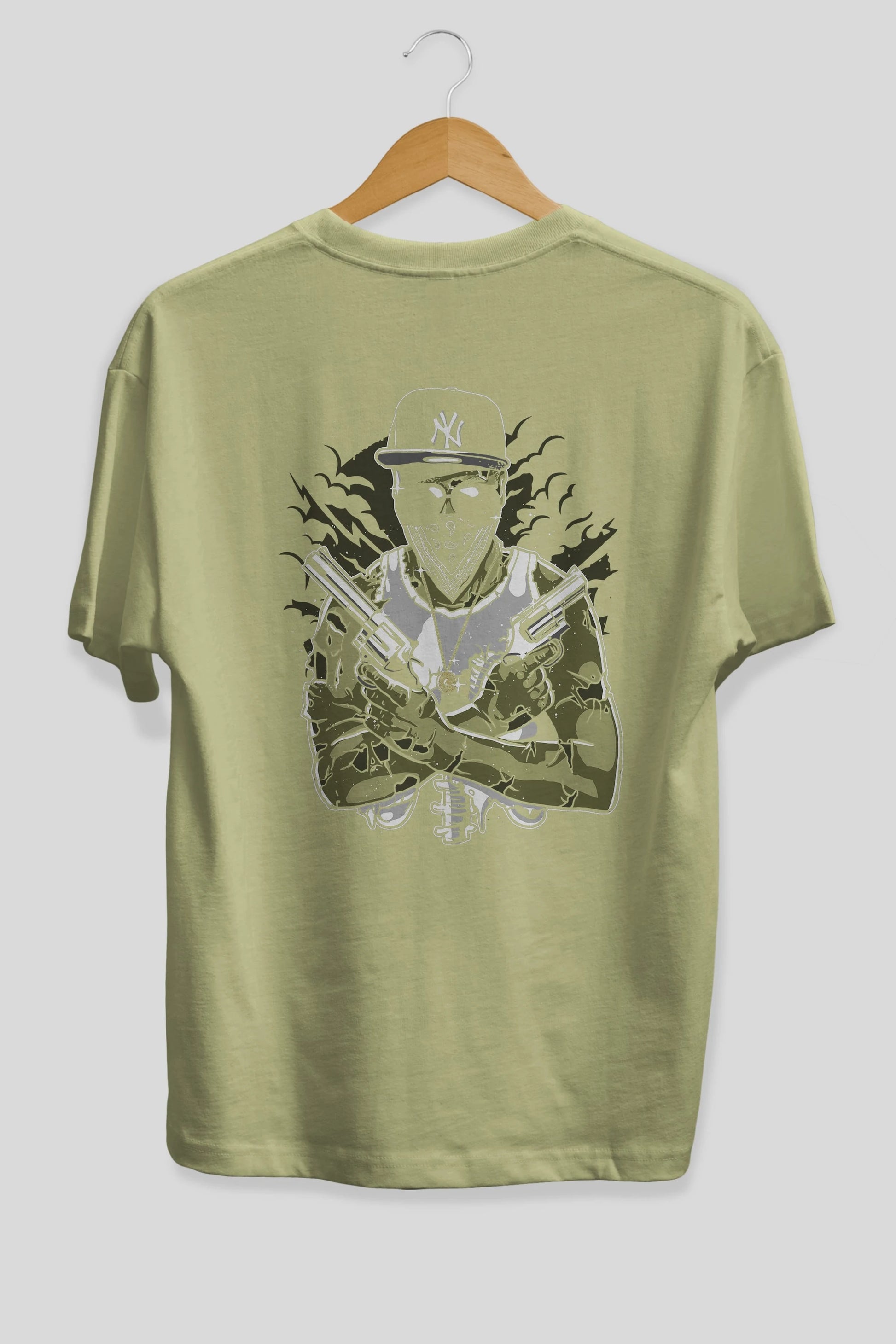 Gangsta Zombie Arka Baskılı Oversize t-shirt Erkek Kadın Unisex %100 Pamuk
