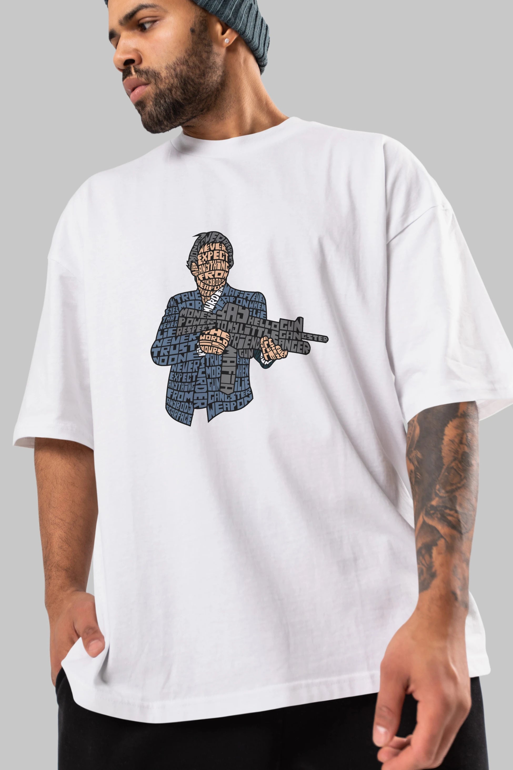 Mafia Ön Baskılı Oversize t-shirt %100 pamuk Erkek Kadın Unisex