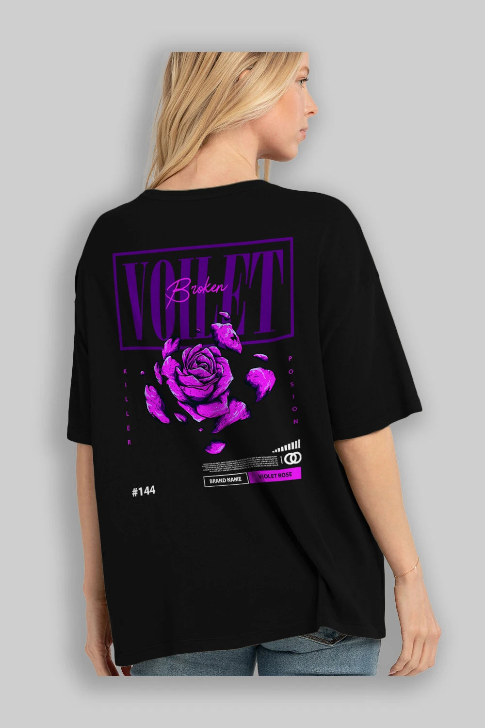 Voilet Broken Arka Baskılı Oversize t-shirt Erkek Kadın Unisex