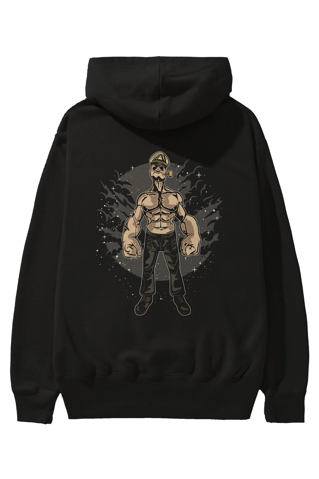 Popeye Arka Baskılı Hoodie Oversize Kapüşonlu Sweatshirt Erkek Kadın Unisex