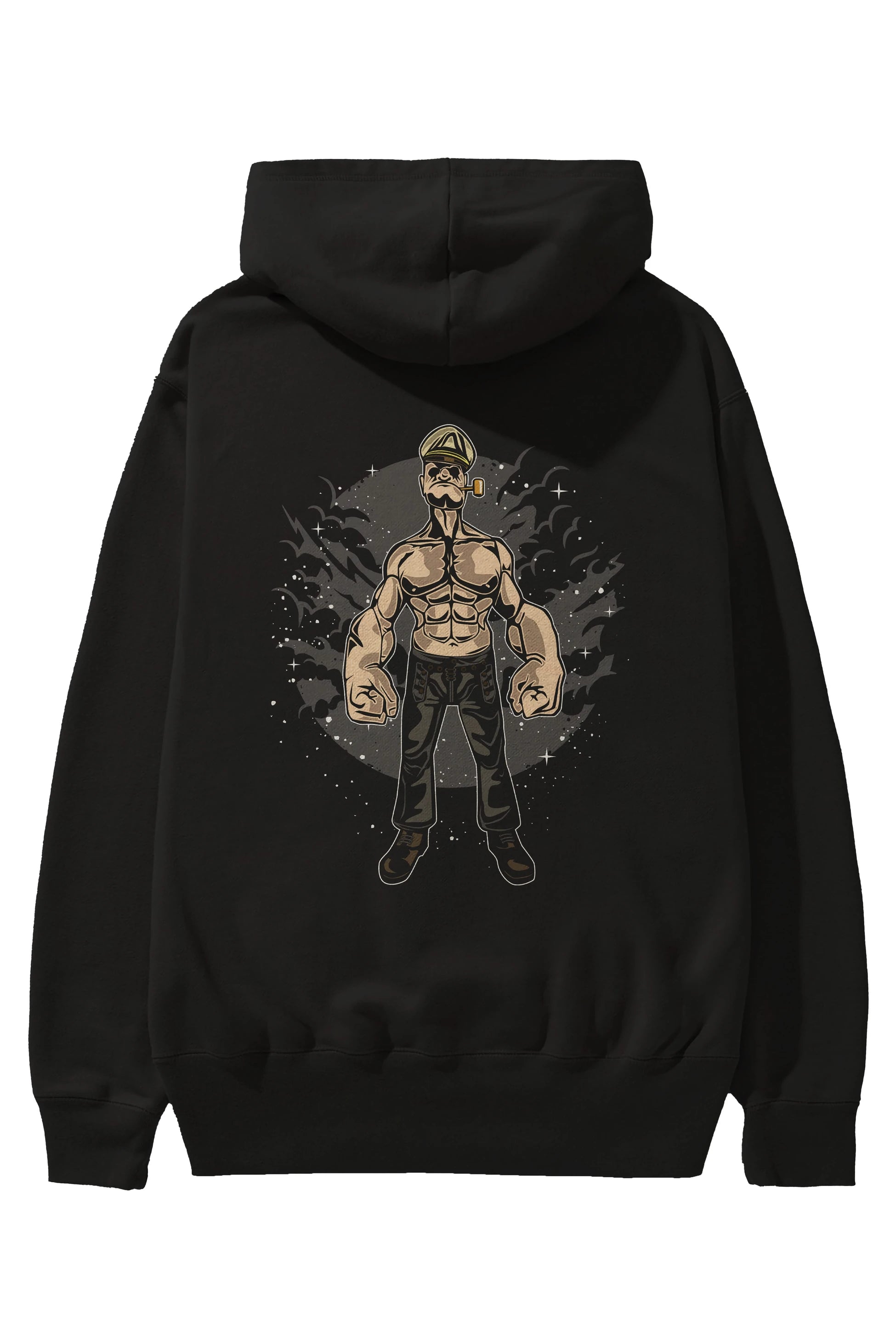 Popeye Arka Baskılı Hoodie Oversize Kapüşonlu Sweatshirt Erkek Kadın Unisex