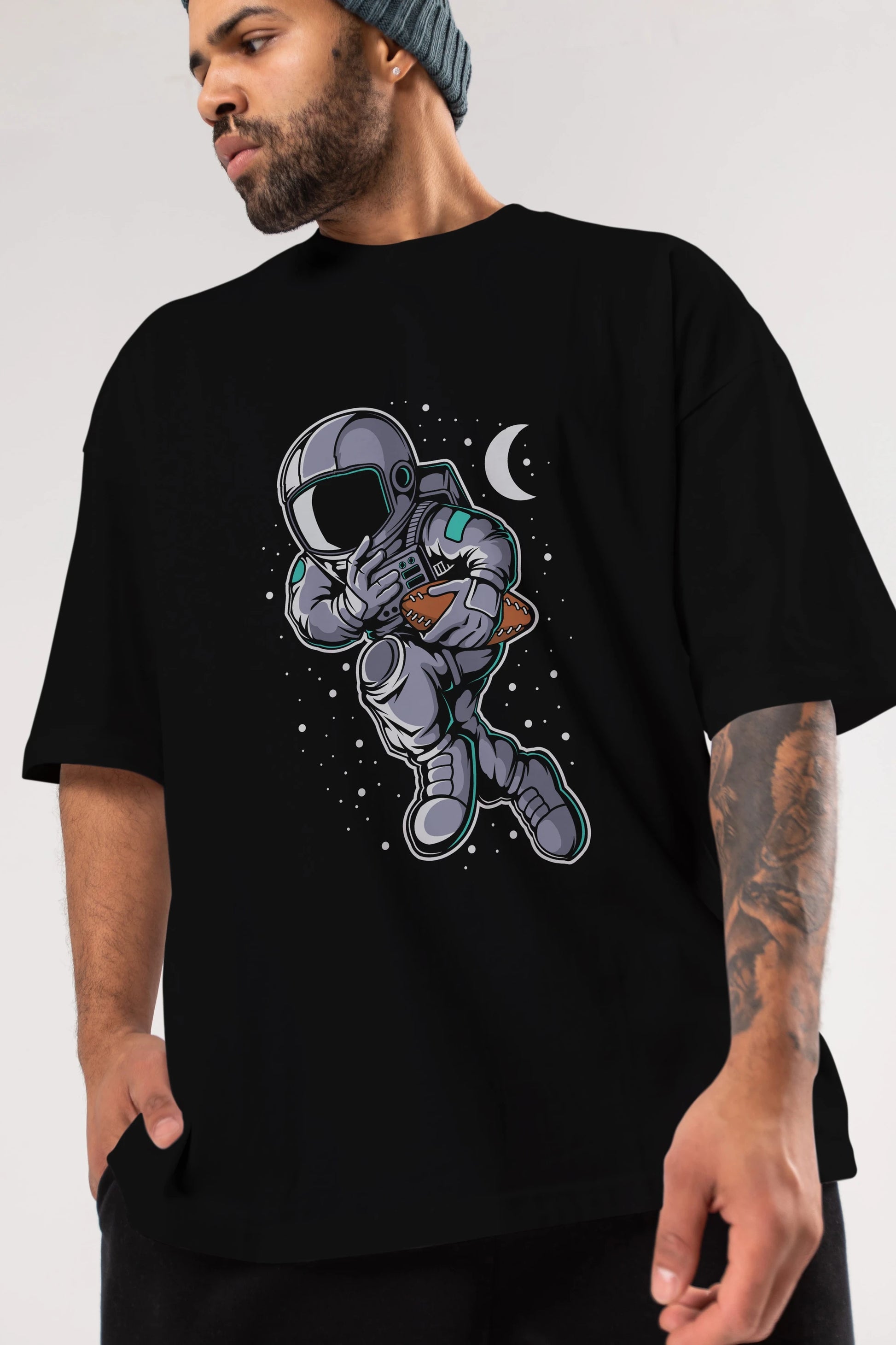 Astronaut Rugby Ön Baskılı Oversize t-shirt Erkek Kadın Unisex