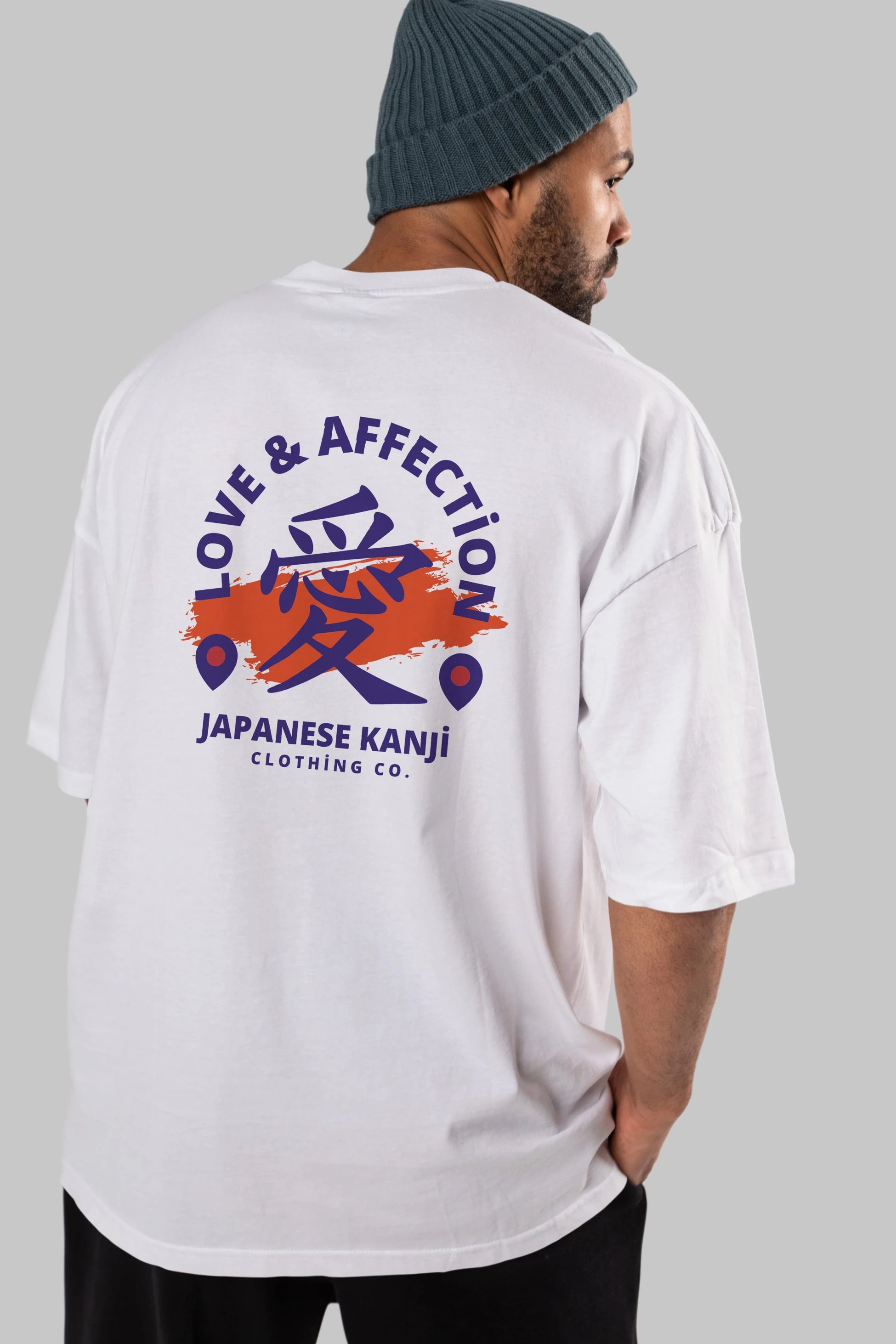 Love Affection Japanese Yazılı Arka Baskılı Oversize t-shirt Erkek Kadın Unisex